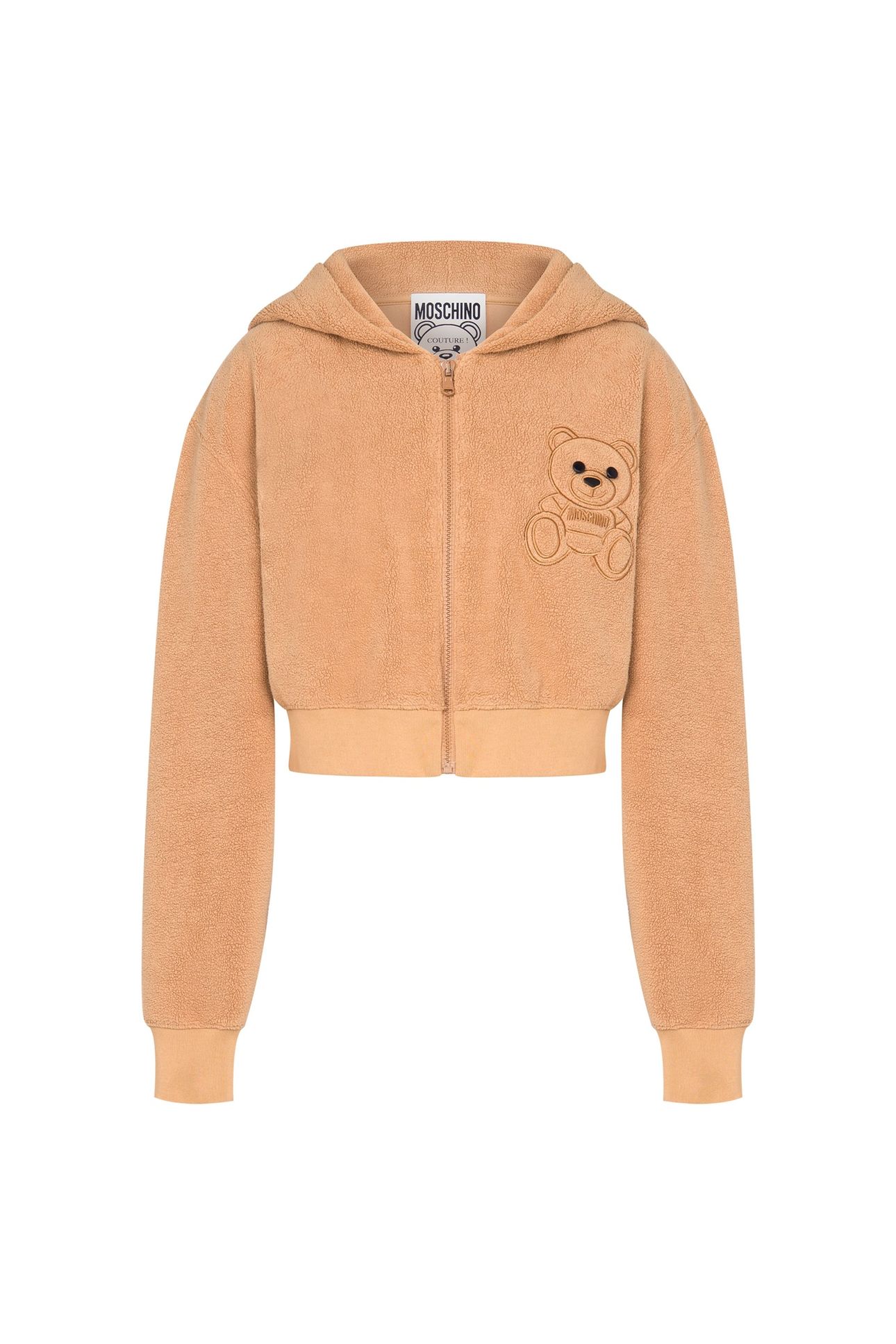 CROPPED COTTON SWEATSHIRT MOSCHINO TEDDY BEAR BEIGE 3