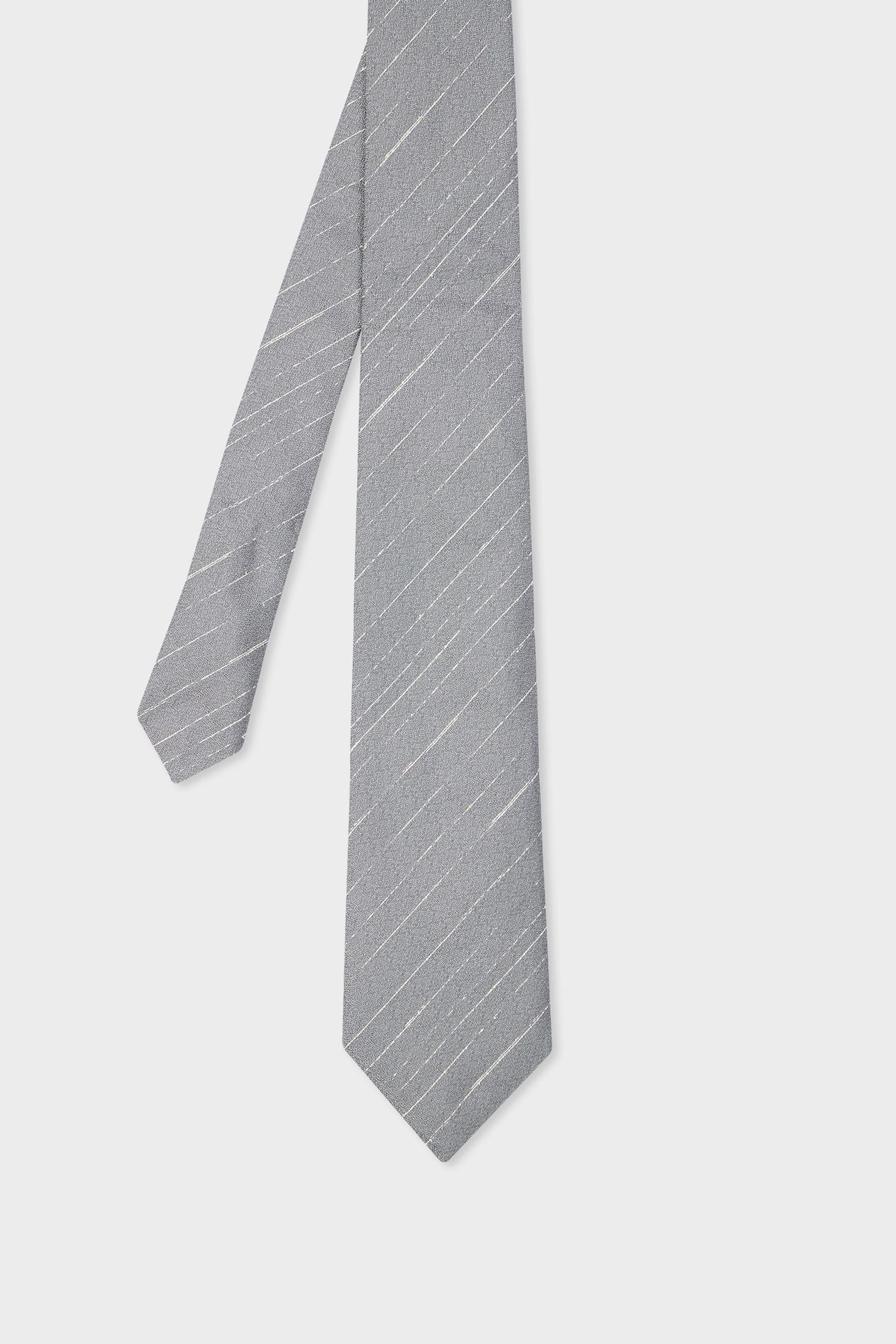 MEN TIE CREPE STRIPE SILVER 5