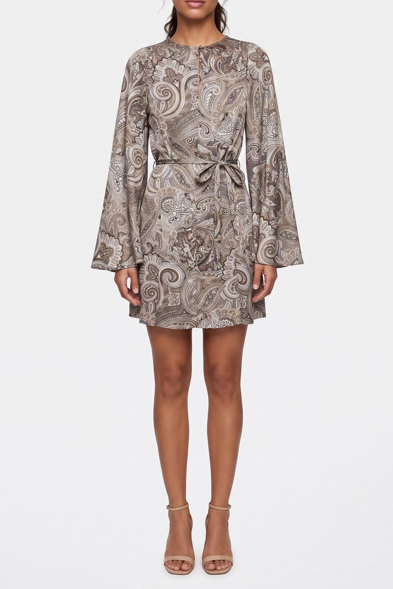 LOREDANA BOAT-NECK M FLORAL PAISLEY TAUPE 1
