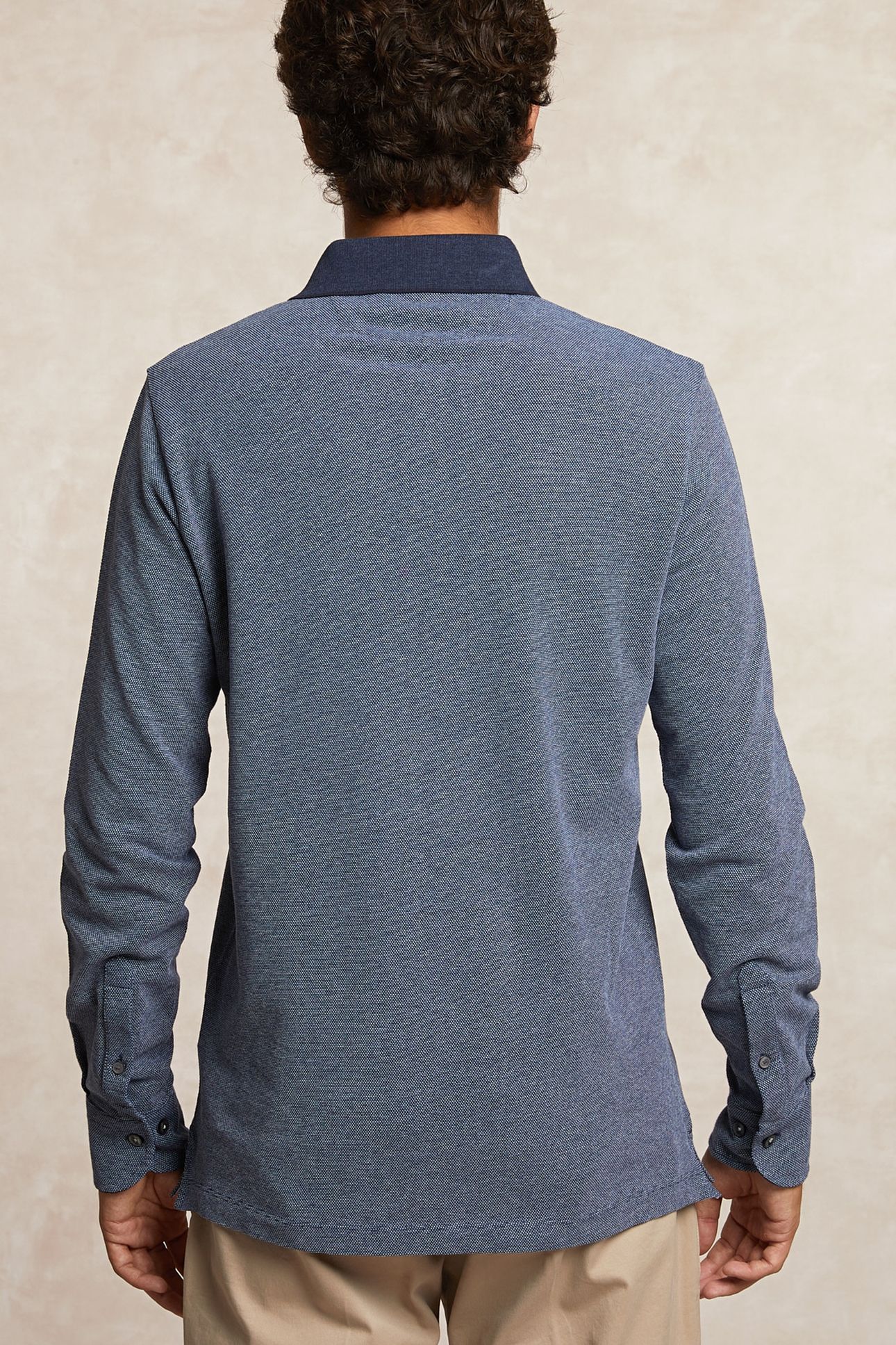 CUSTOM FIT COTTON JACQUARD POLO ADMIRAL/NIGHT SKY BLUE 2
