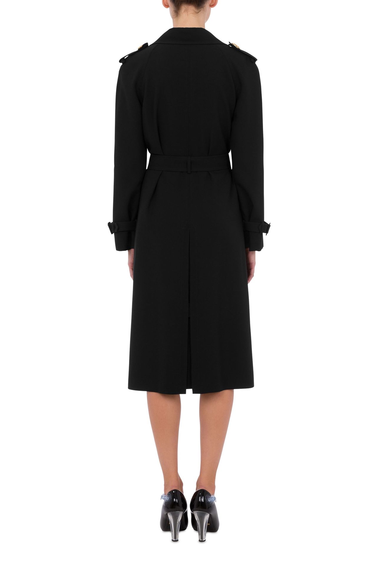 ENVER SATIN TRENCH COAT HEART BUTTONS BLACK 2