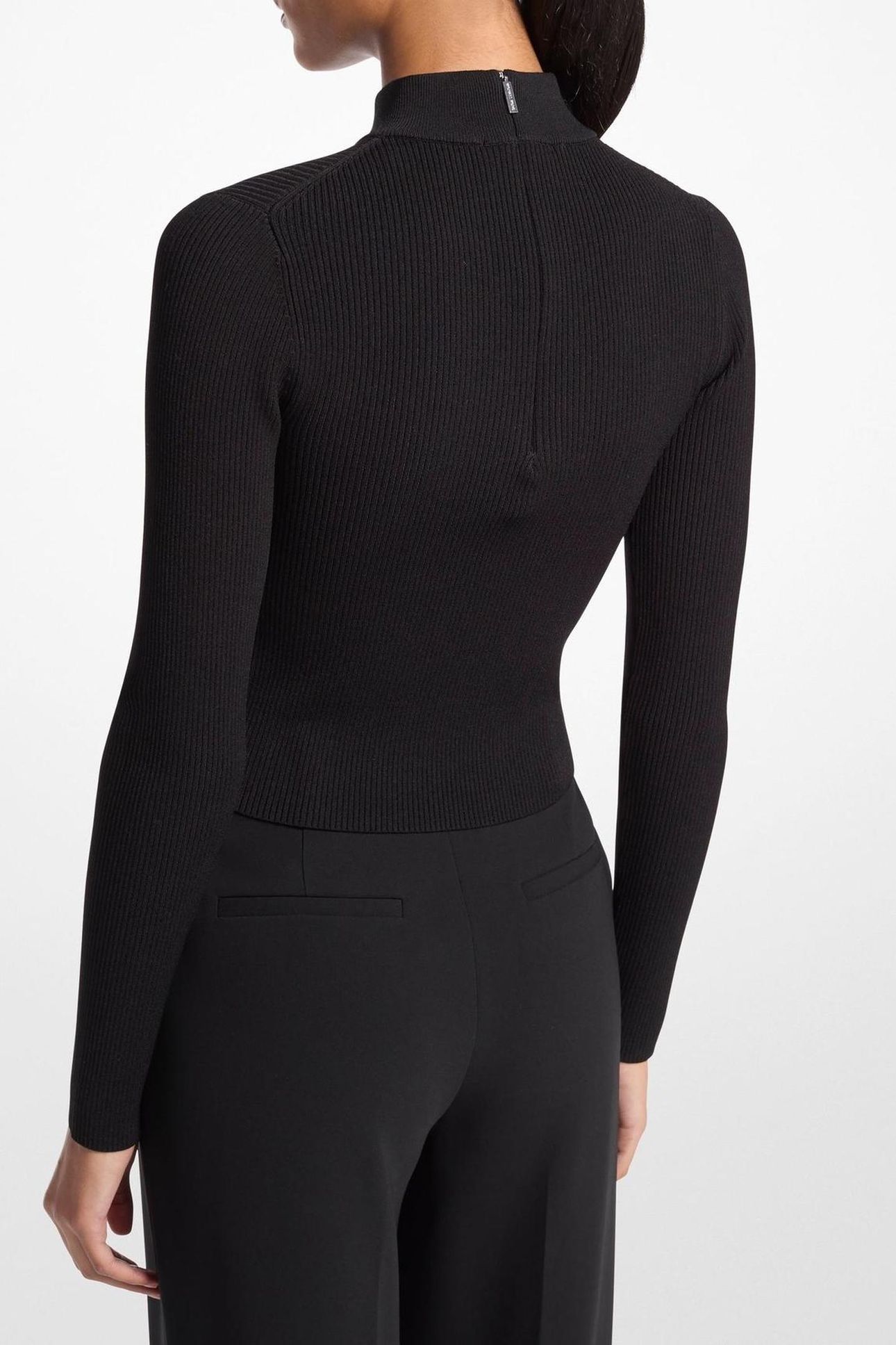 VISCOSE MOCK NECK RIB SWEATER BLACK 2