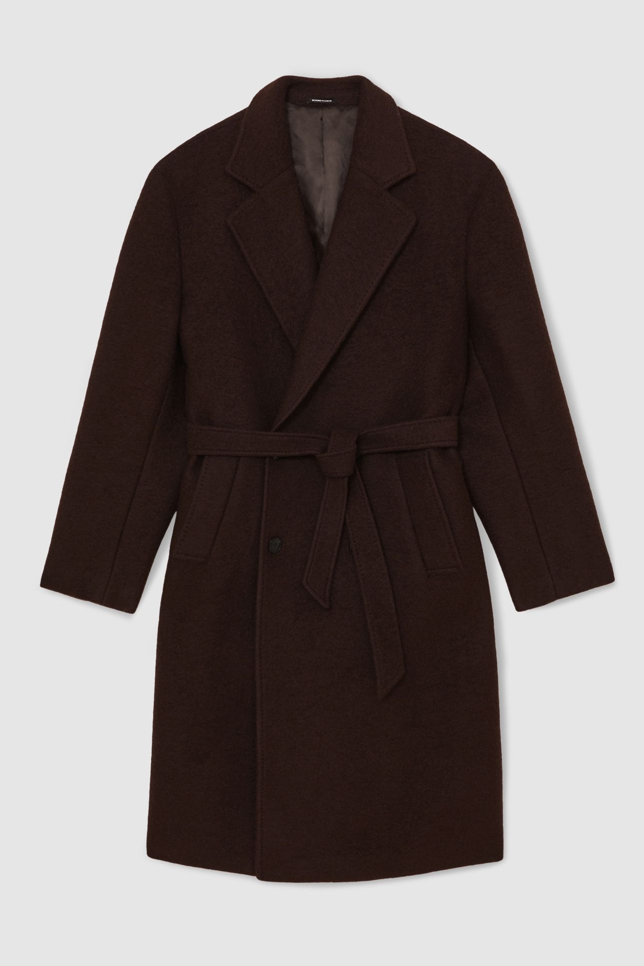 LS BOUCLE DB BELTED OVERCOAT CHOCOLATE BROWN 6