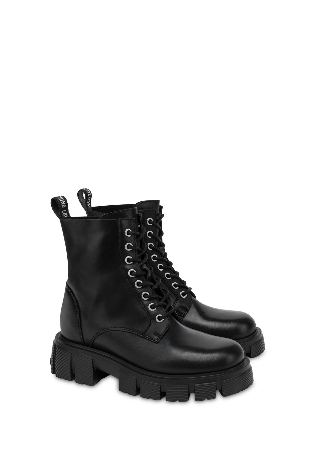 LACE-UP LEATHER ANKLE BOOTS BLACK 2