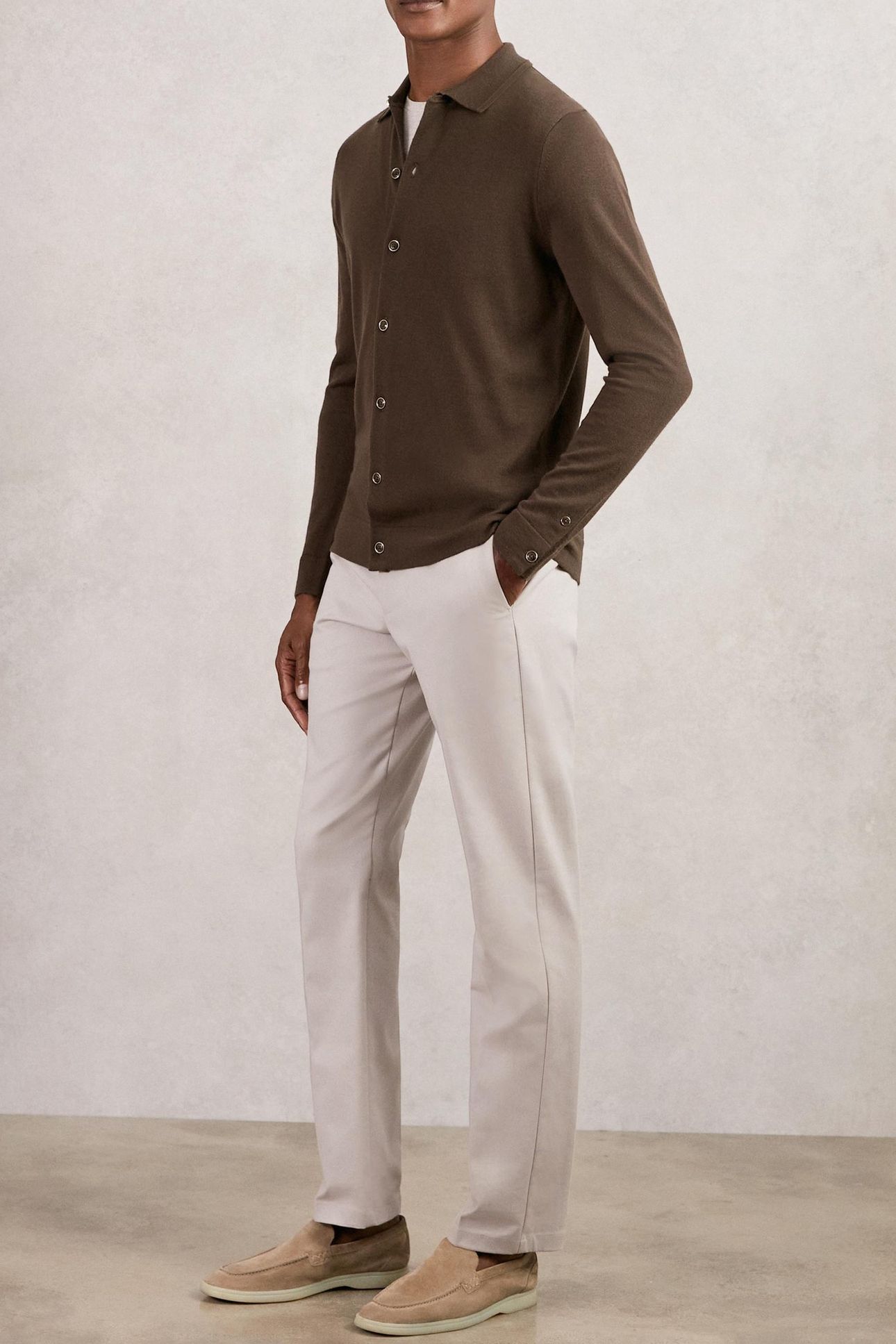 LS BUTTON THROUGH MERINO WOOL CARDIGAN CHOCOLATE BROWN 3