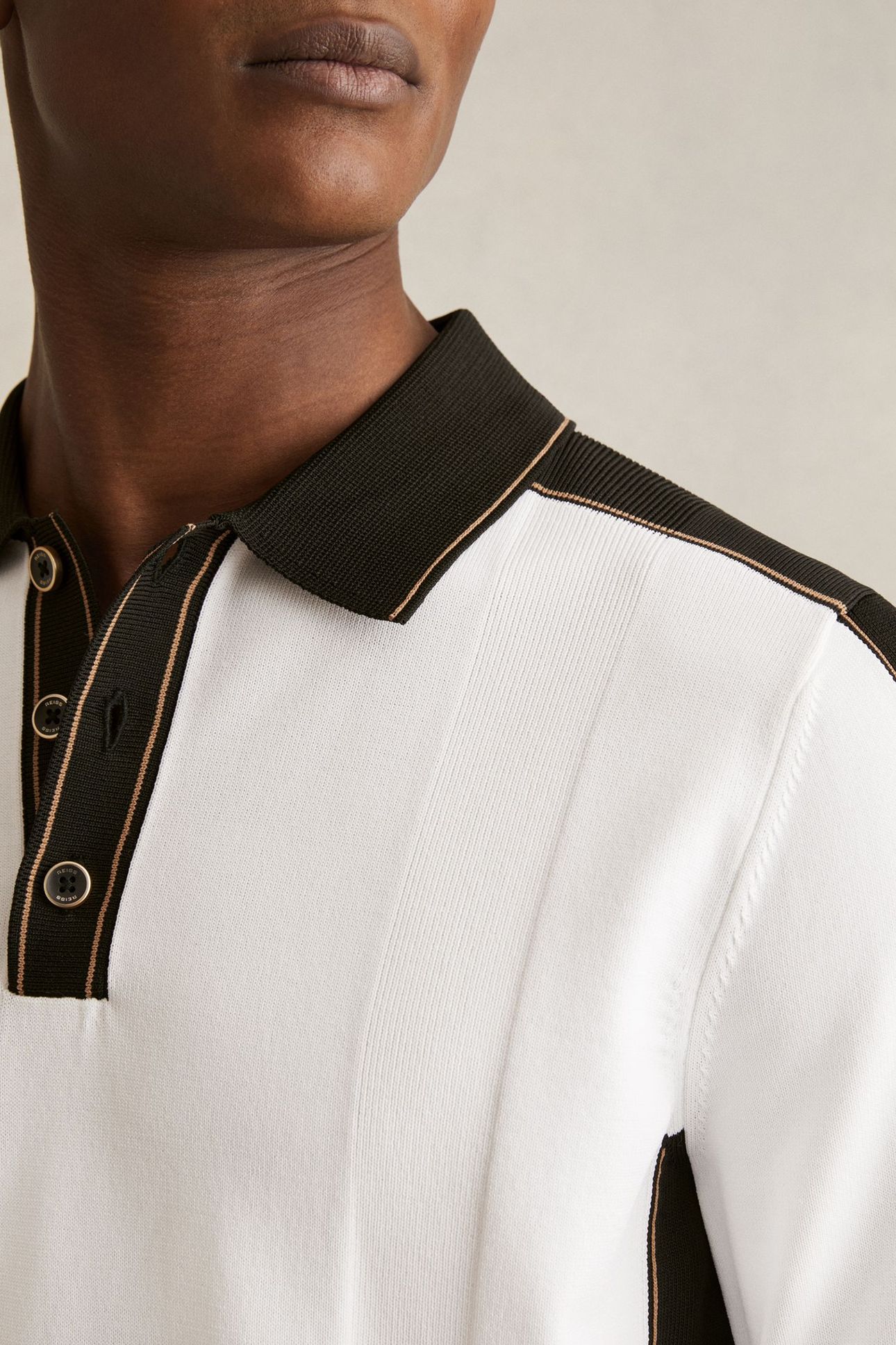 SS PRESS STUD TIPPED POLO OPTIC WHITE/GREEN 5