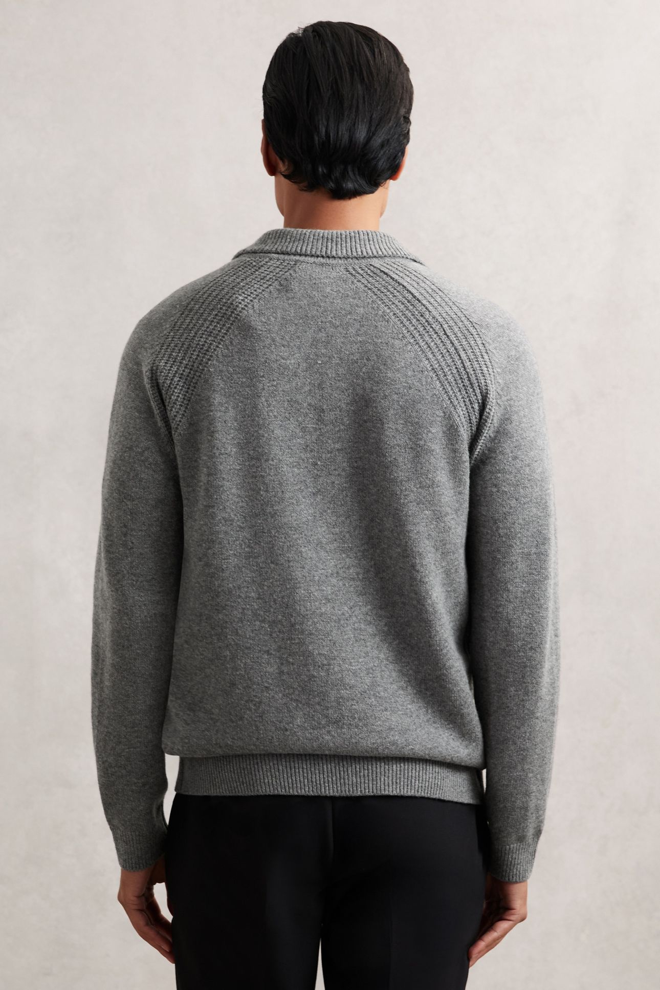 LS OPEN COLLAR JUMPER MID GREY MELANGE 2