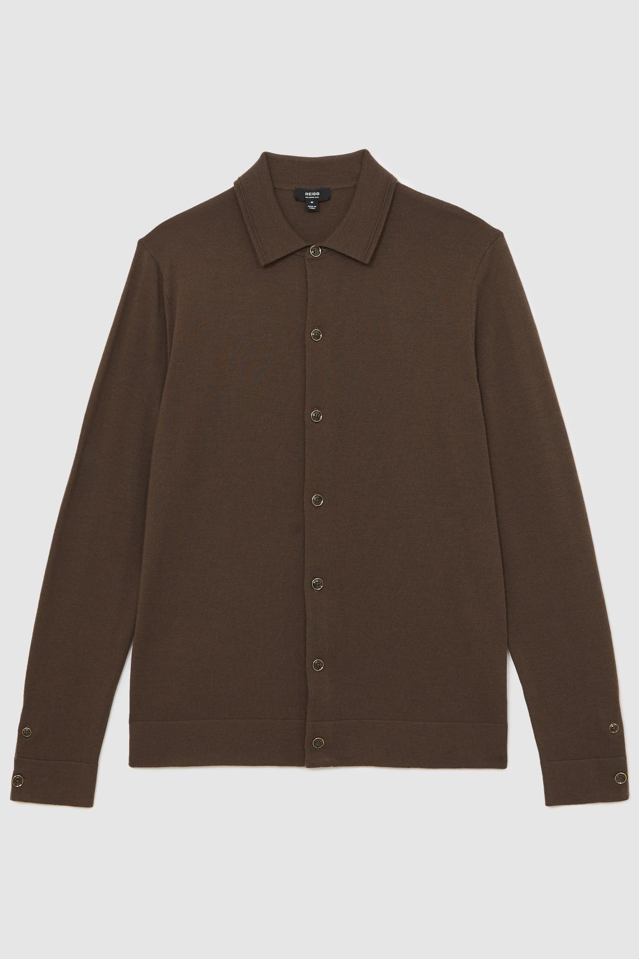 LS BUTTON THROUGH MERINO WOOL CARDIGAN CHOCOLATE BROWN 4
