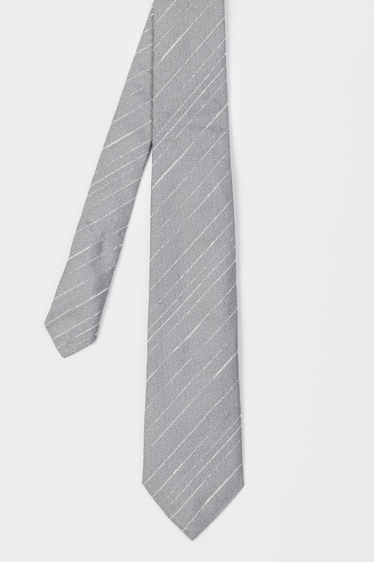 MEN TIE CREPE STRIPE SILVER 1