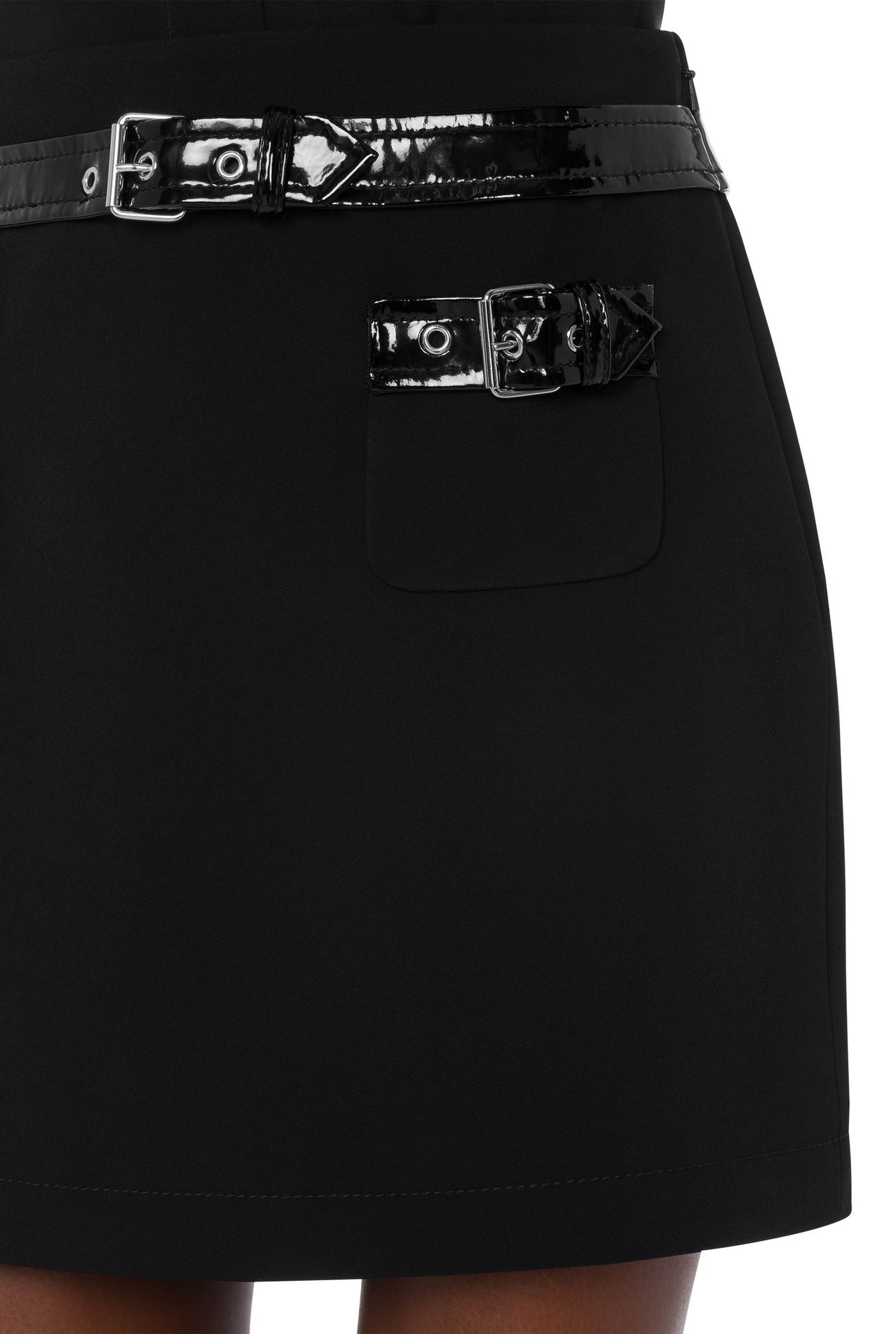 BONDAGE BUCKLE STRETCH CADY MINISKIRT BLACK 4