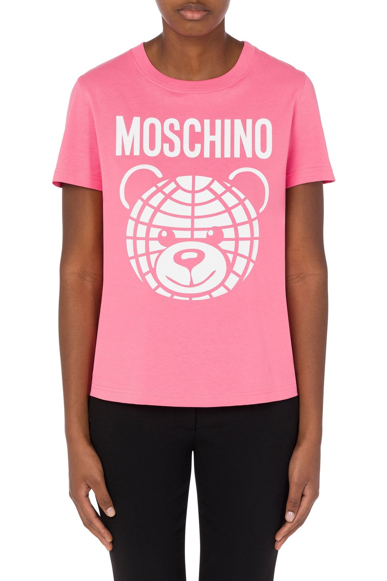 MOSCHINO TEDDY BEAR ORGANIC JERSEY T-SHIRT PINK 1
