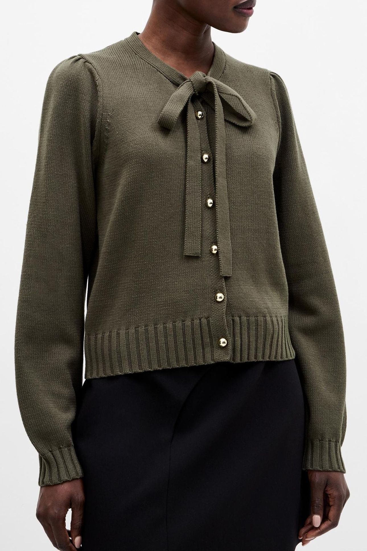 VARLI LS TIE NK CARDIGAN KHAKI GREEN KHAKI GREEN 3