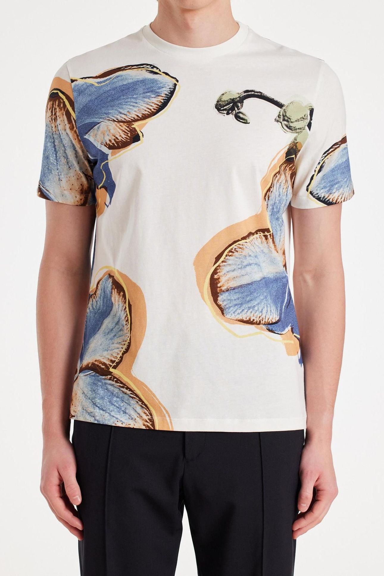 MENS ORCHID PRINT TSHIRT WHITE 1