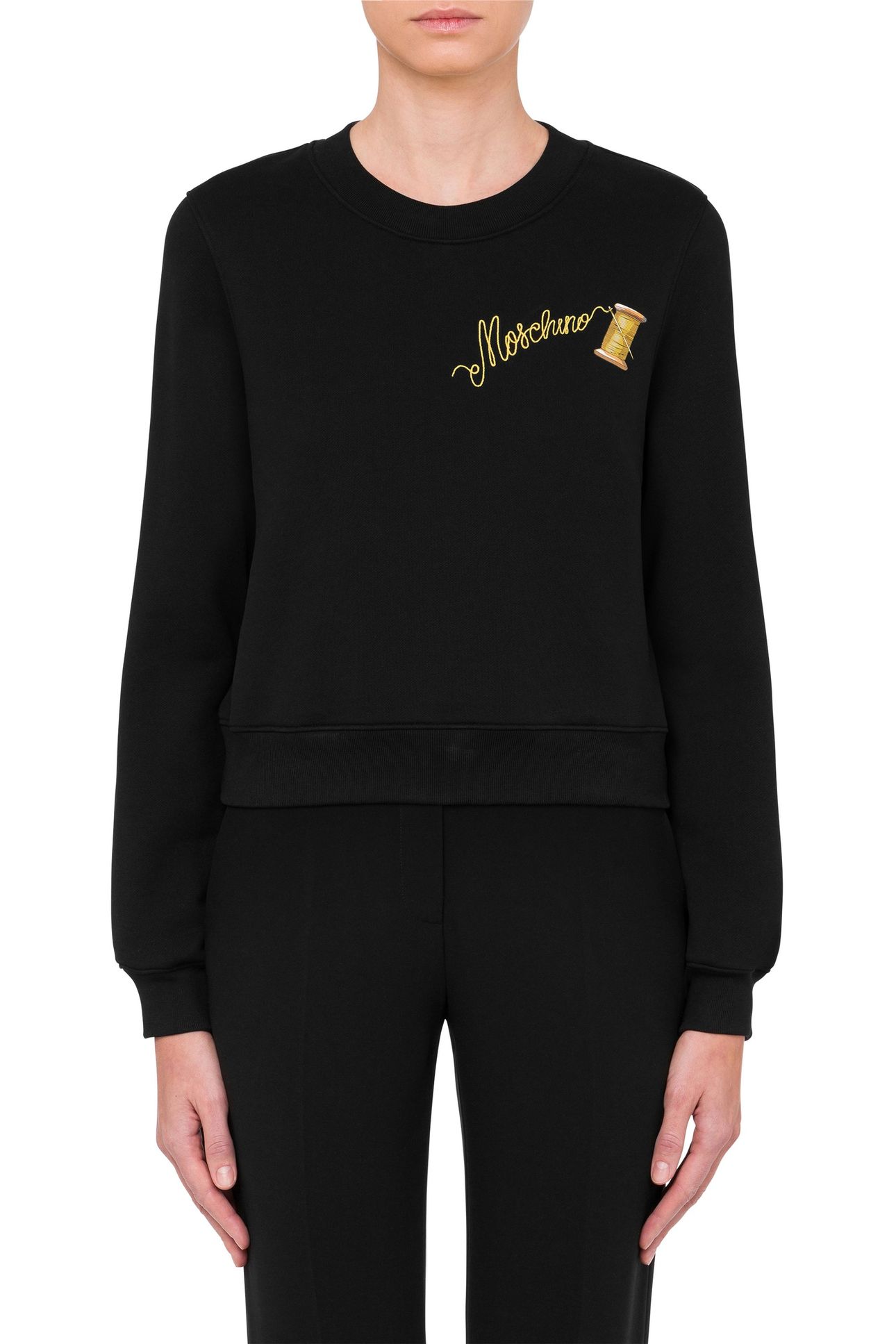 ORGANIC COTTON SWEATSHIRT SARTORIAL LOGO EMBROIDERY BLACK 1