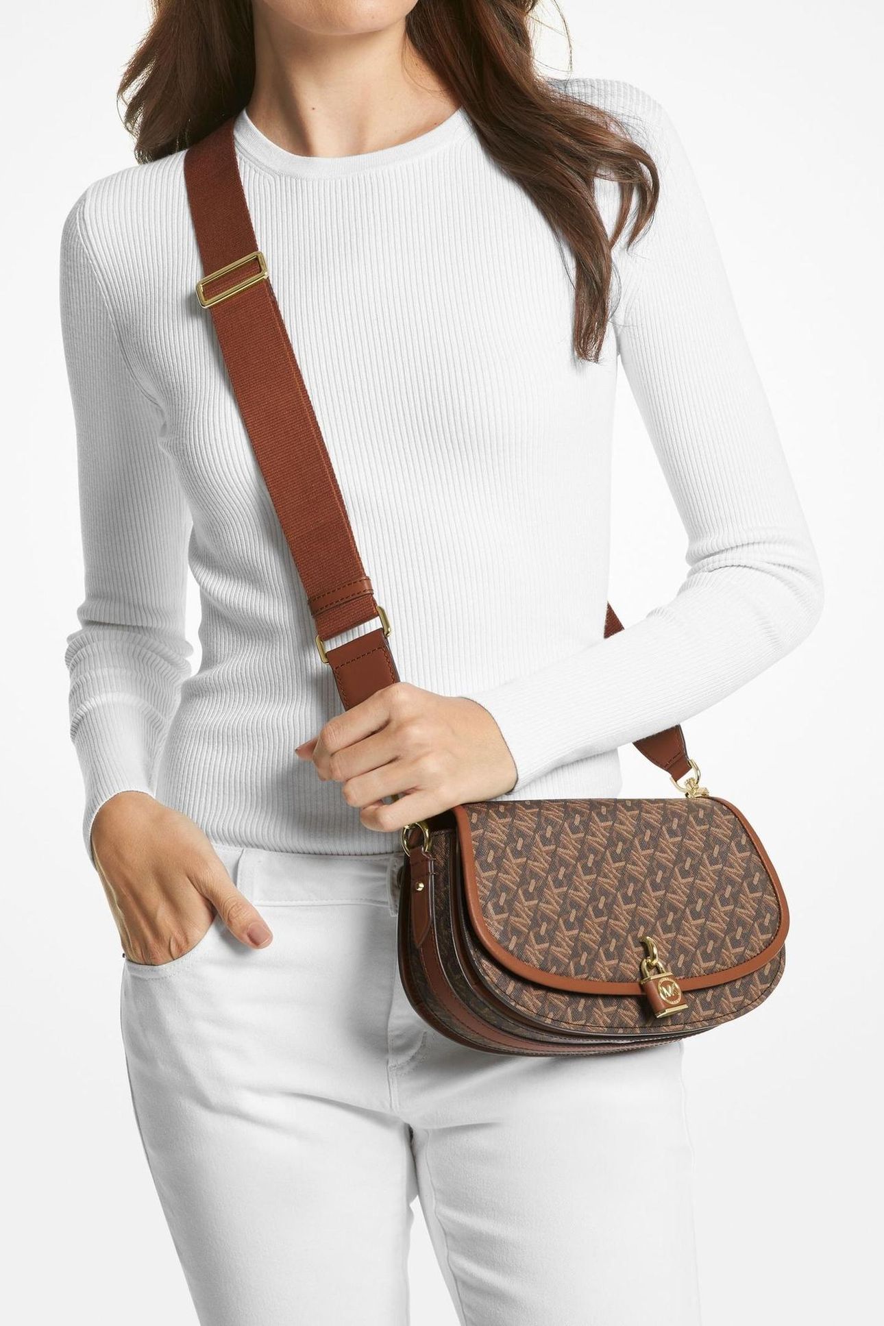MEDIUM EMBELLISHED SLING MESSENGER BROWN 3