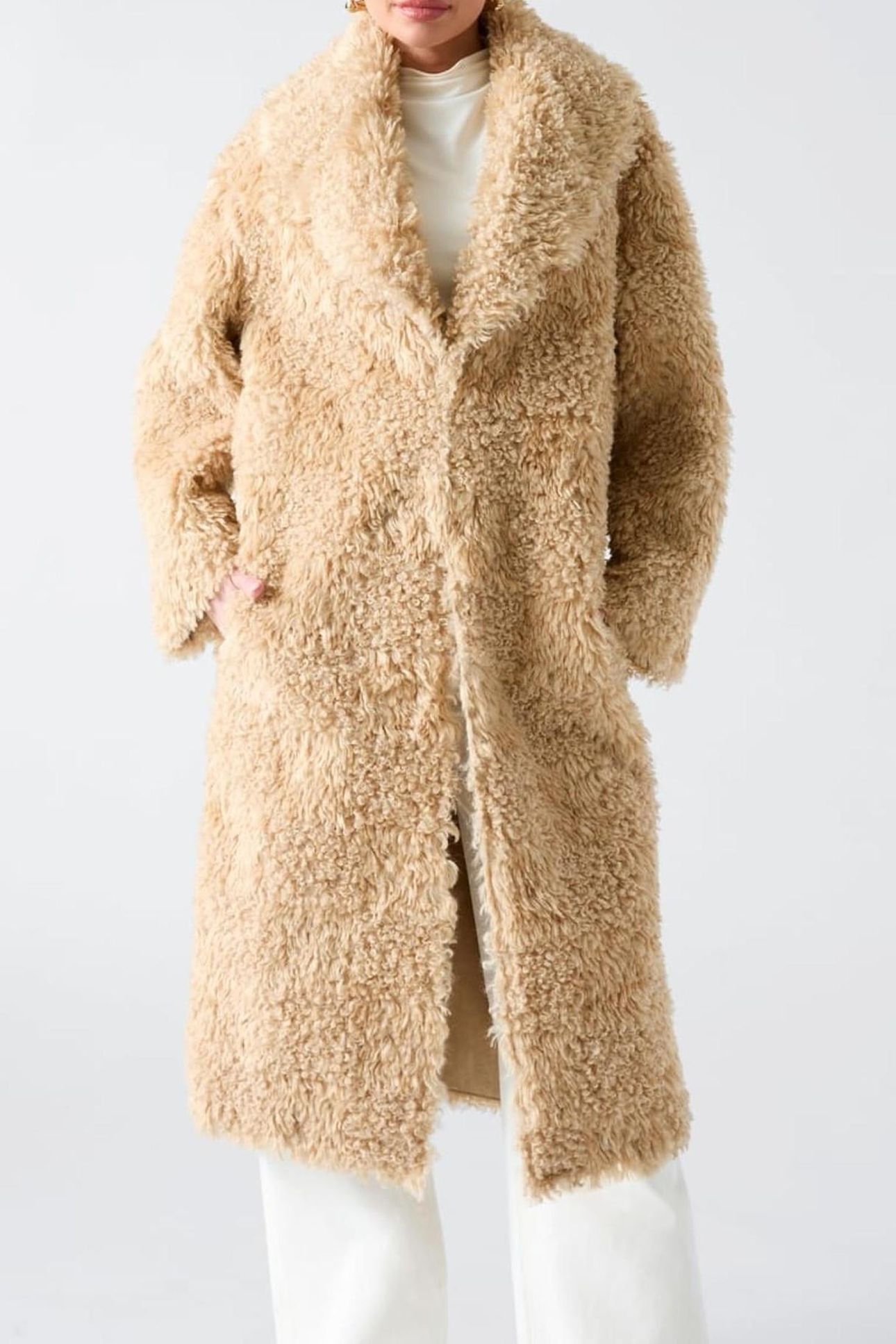 MARGOT LONG FAUX FUR DESERT MUD MULTI 1