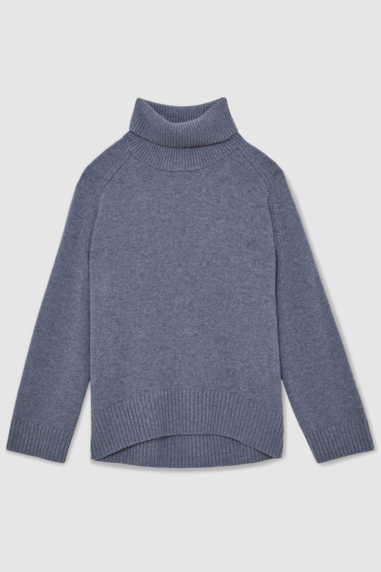 CASHMERE BLEND ROLL NECK BLUE MARL 4