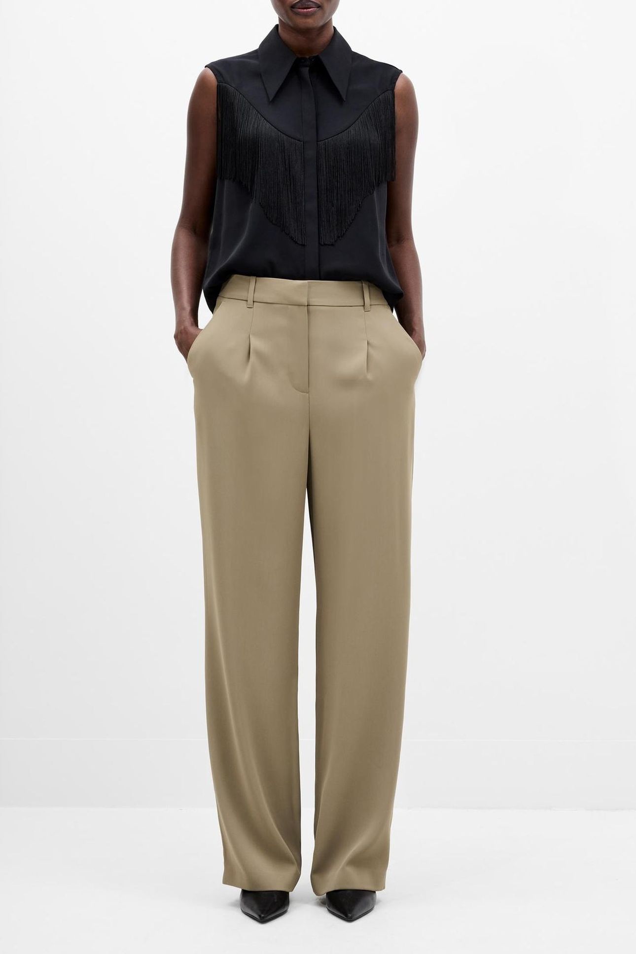 VINNIE SUITING PLEATED TROUSER WASHED KHAKI 1