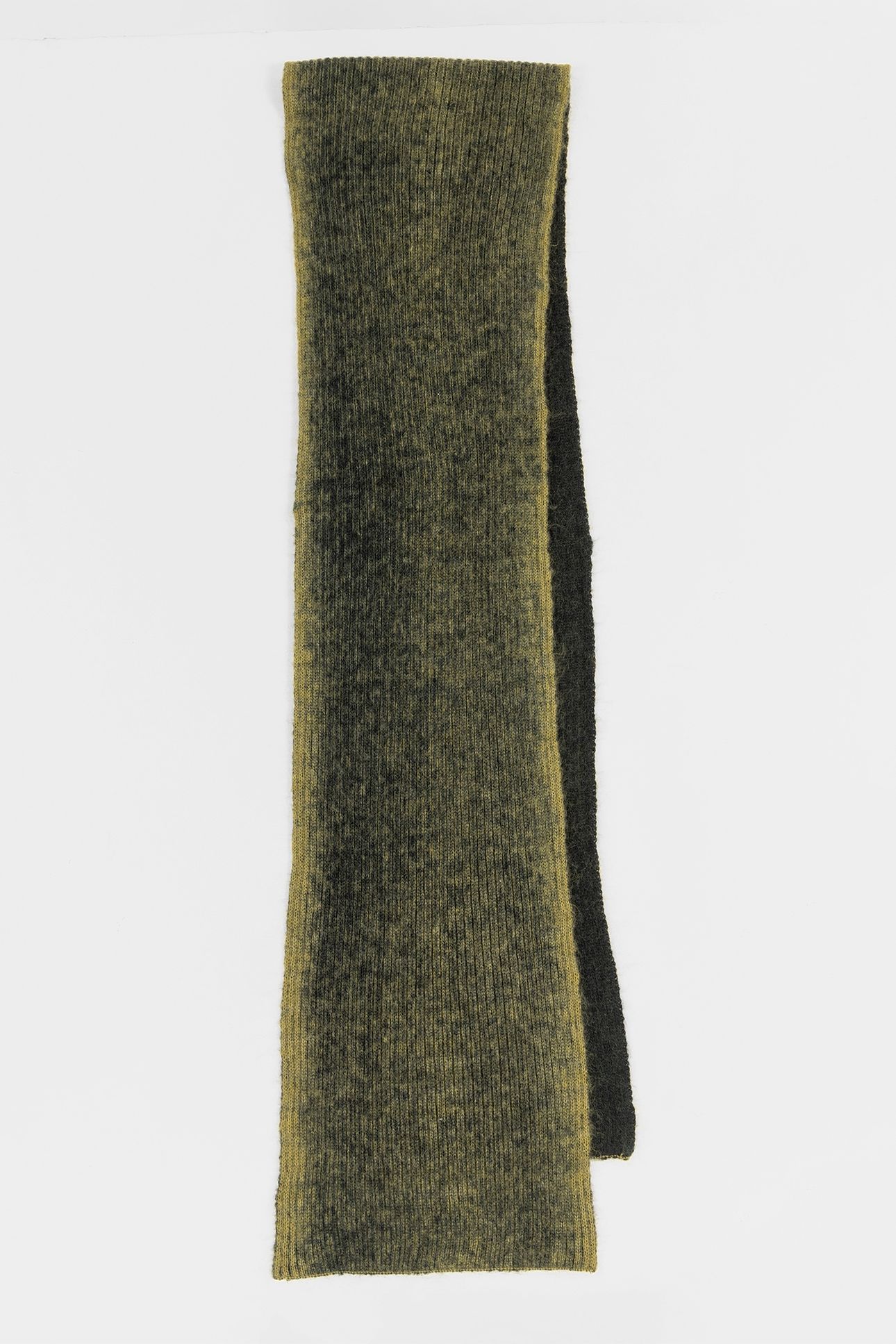 MEN SCARF MOHAIR RIB OLIVE GREEN 1