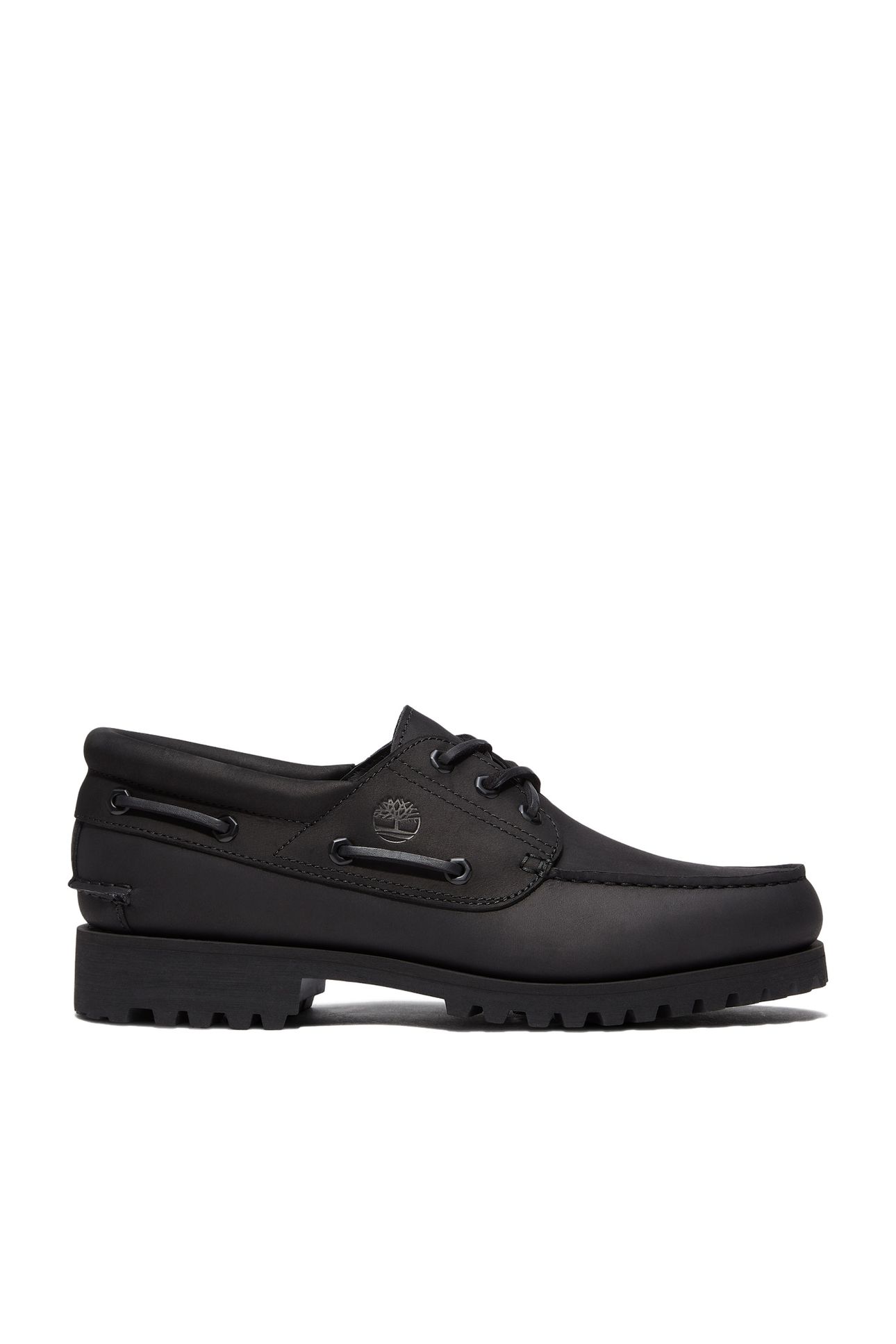 AUTH ESSENTIAL BOAT SHOE BLACK FULL GRAIN W BLACK 1