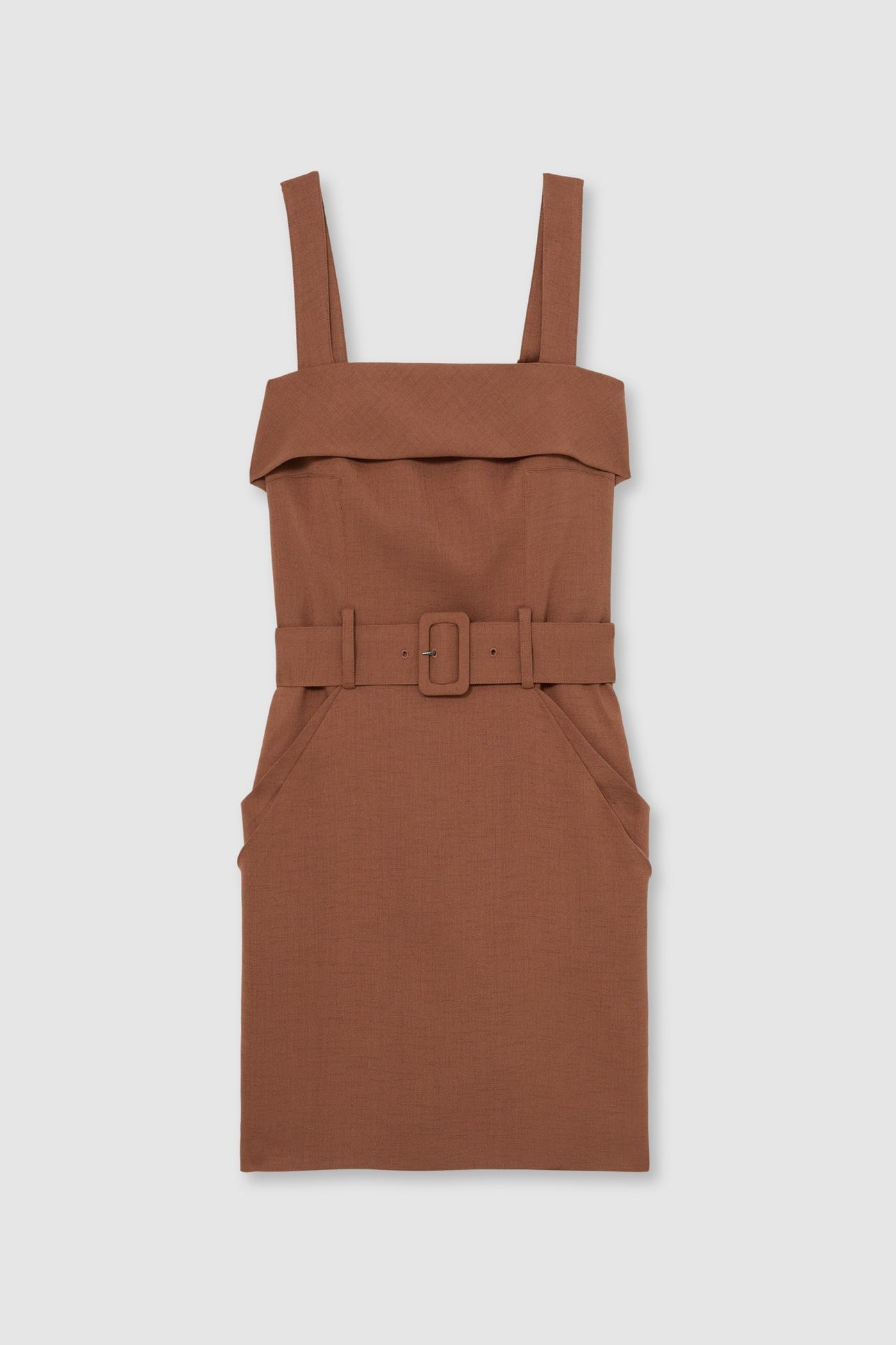 BELTED MINI DRESS BROWN 3