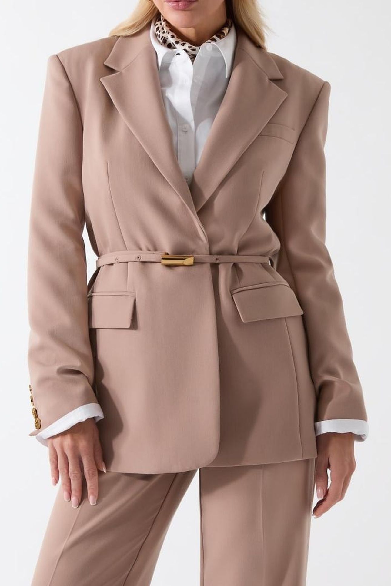 DALIA SNGL BRST BELT SILK TAUPE 1