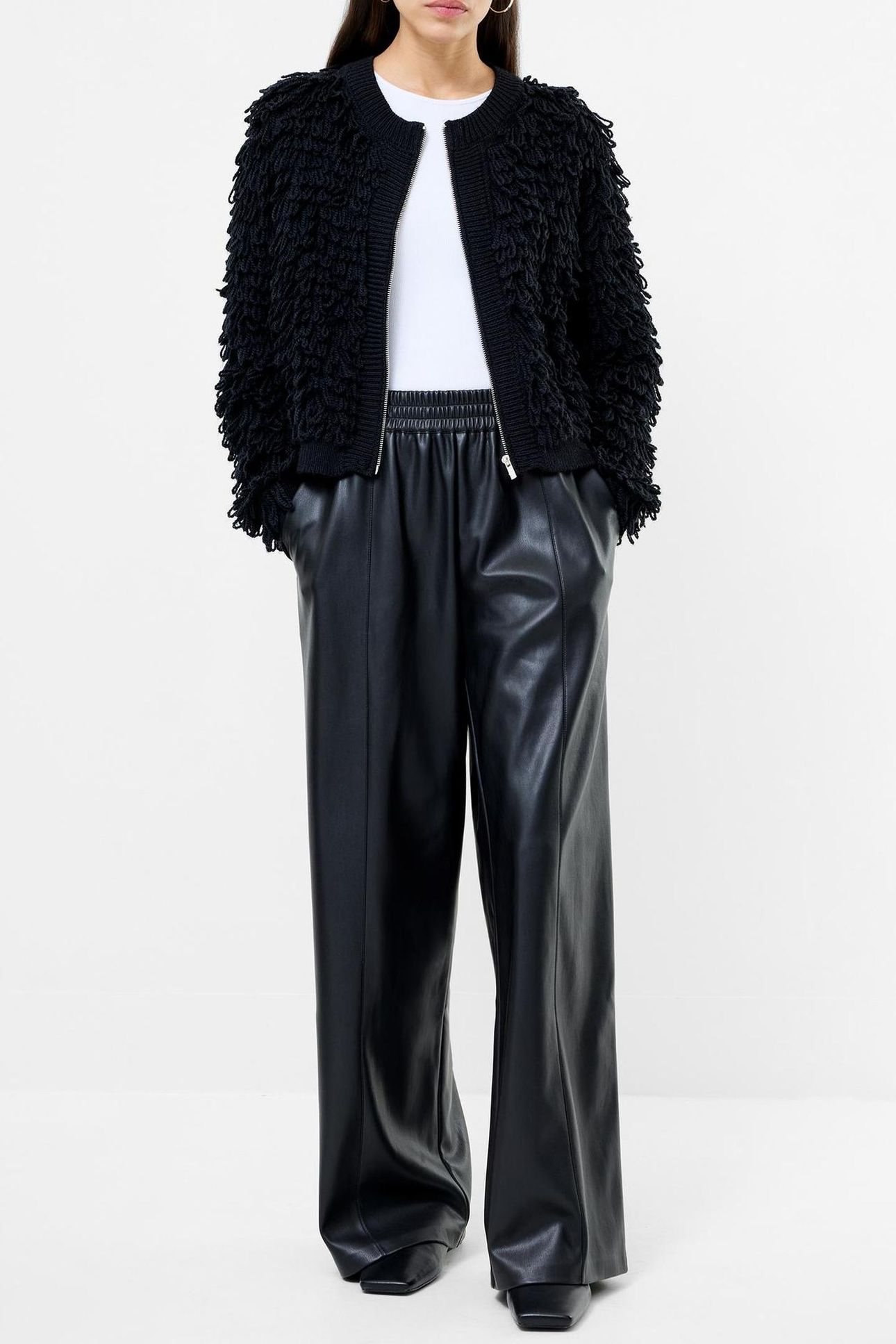MALI LOOPED FRINGE KNIT JACKET BLACK BLACK 1