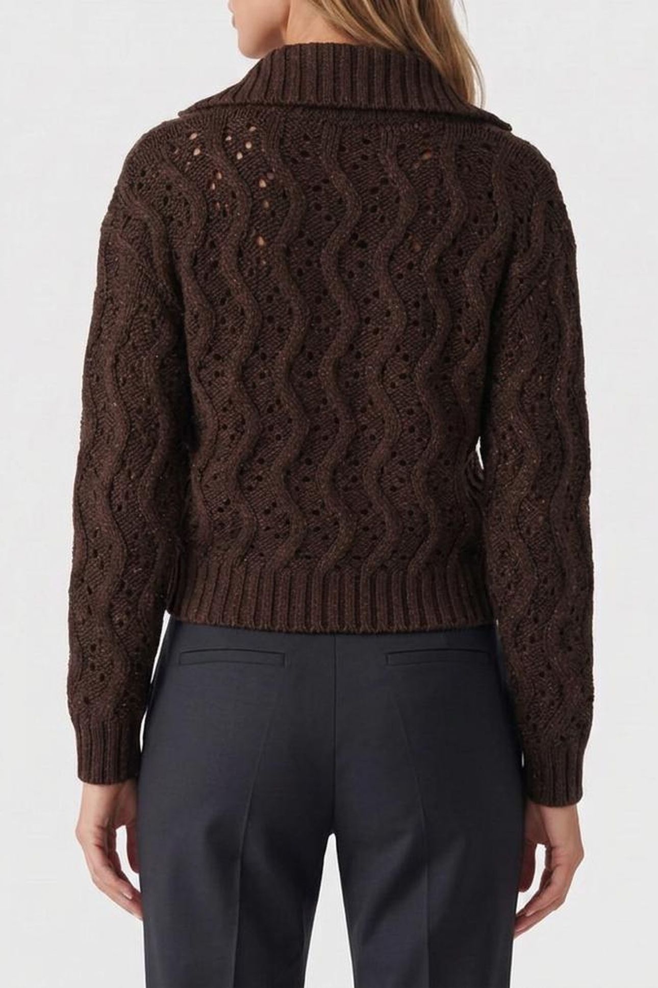 ADENORA ZIPPED CARDI CHOCOLATE BROWNIE MU 2