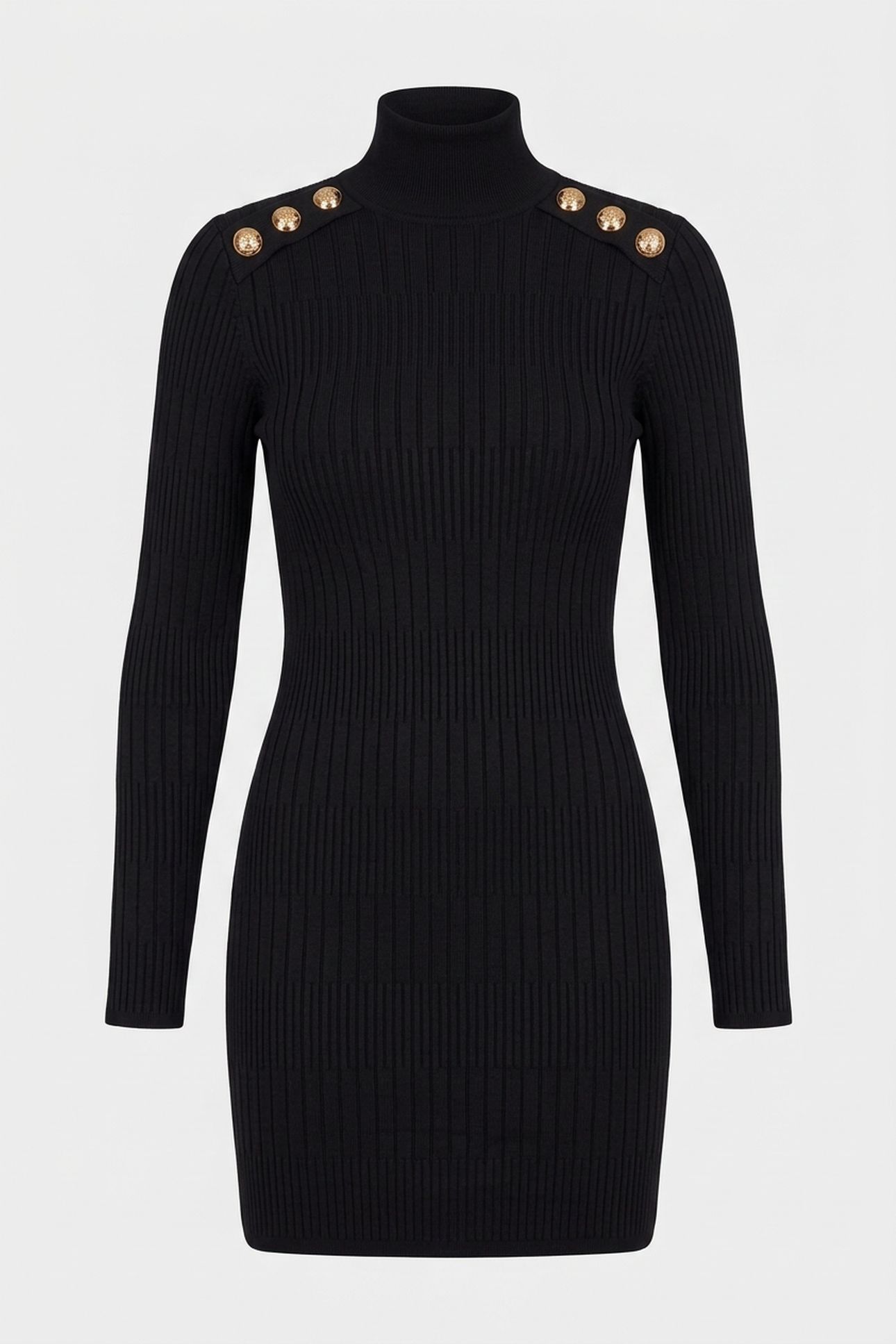 JANET LS RIBBED DRES JET BLACK A996 3