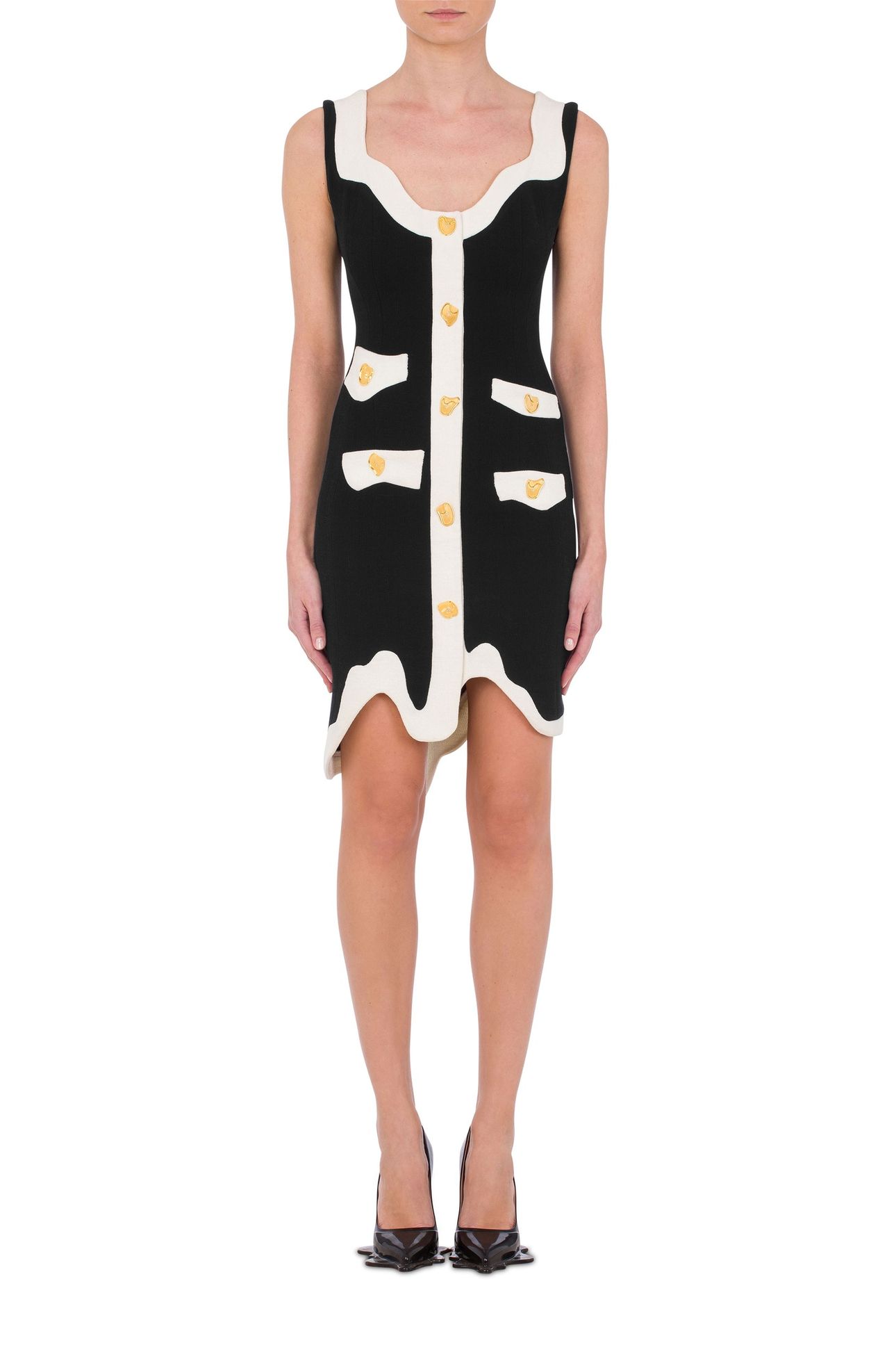 MORPHED EFFECT STRETCH CREPE DRESS BLACK 1