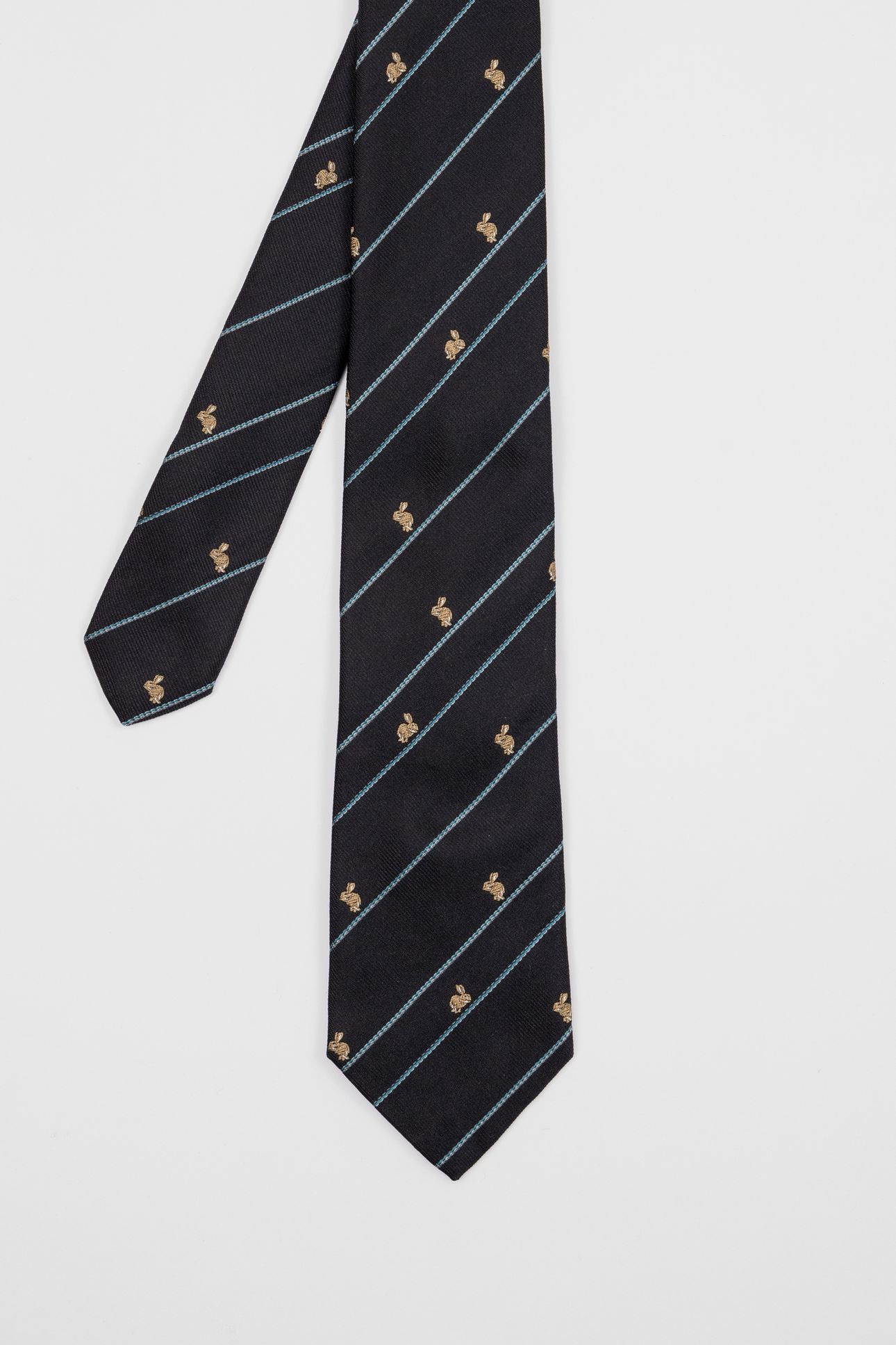 MEN TIE RABBIT STRIPE BLACK 1