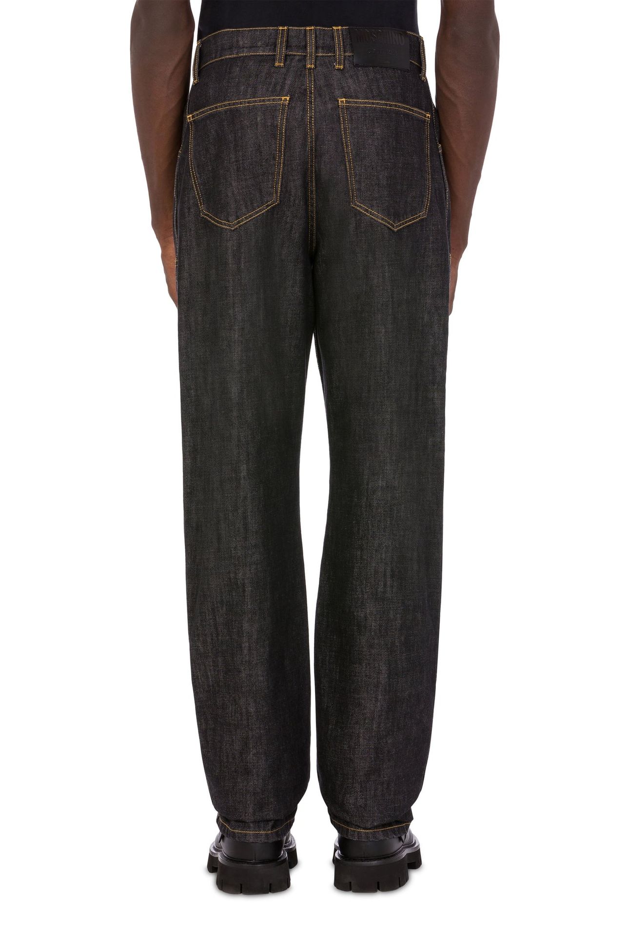 BLACK LOGO LABEL DENIM TROUSERS BLACK 2