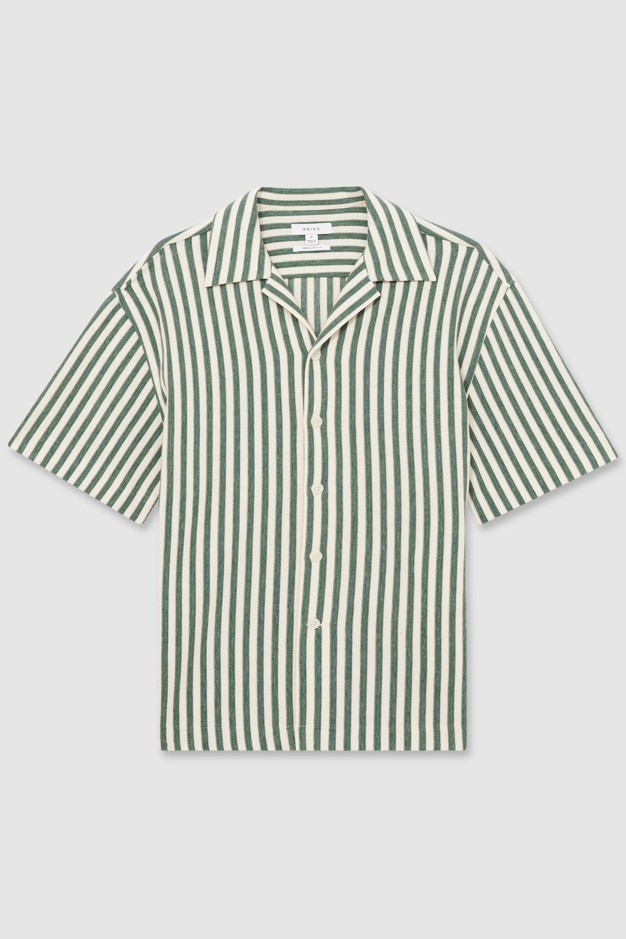 SS TEXTURED STRIPE CUBAN SHIRT GREEN/WHITE 3
