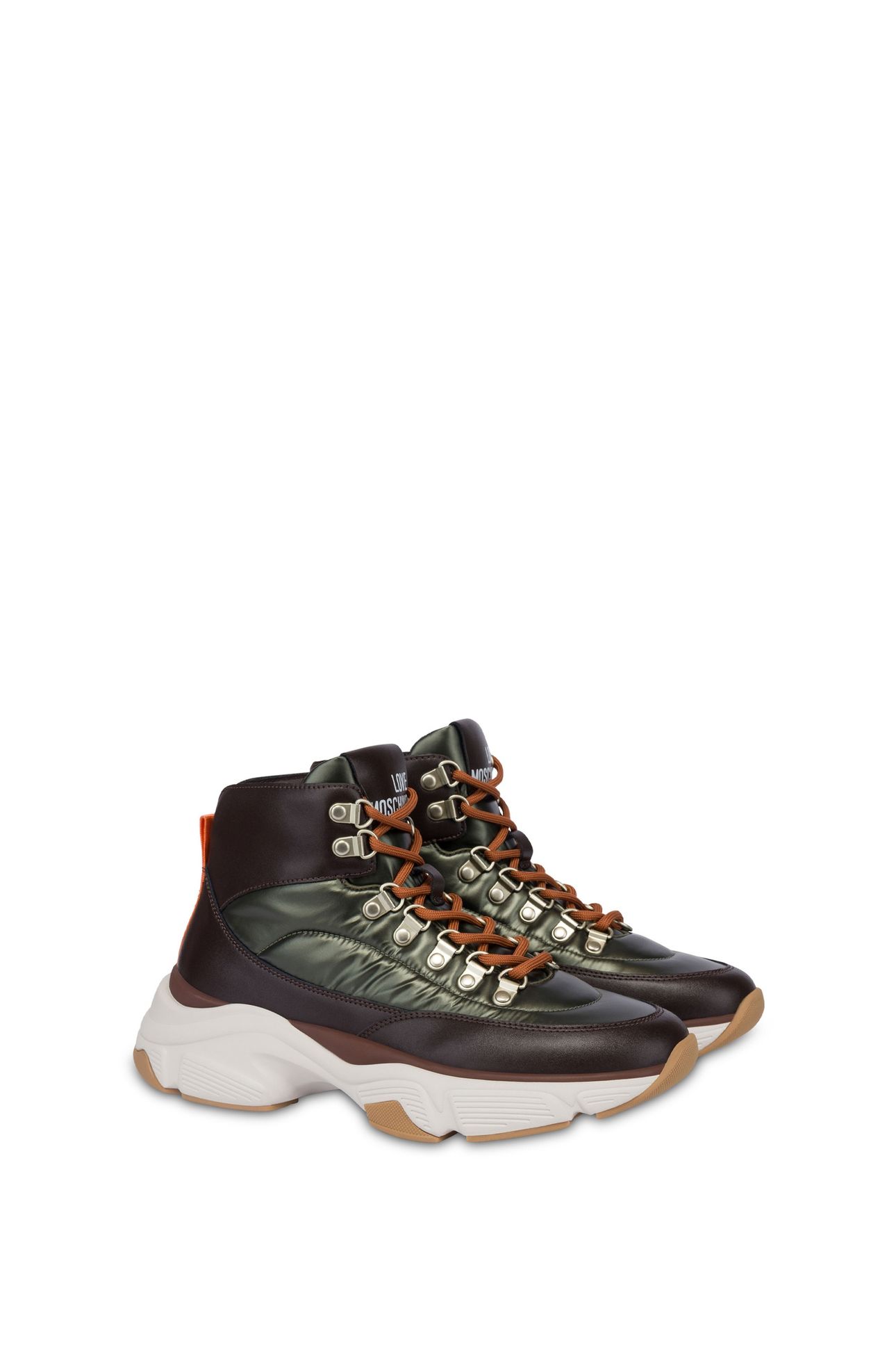 HIGH-TOP SNEAKERS IN CALFSKIN AND NYLON GREEN 2