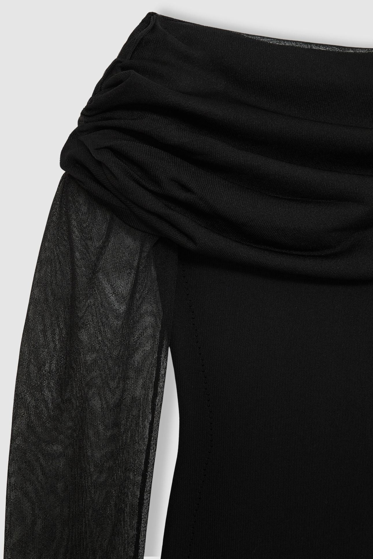 SHEER SLEEVED KNITTED MIDI DRESS BLACK 5