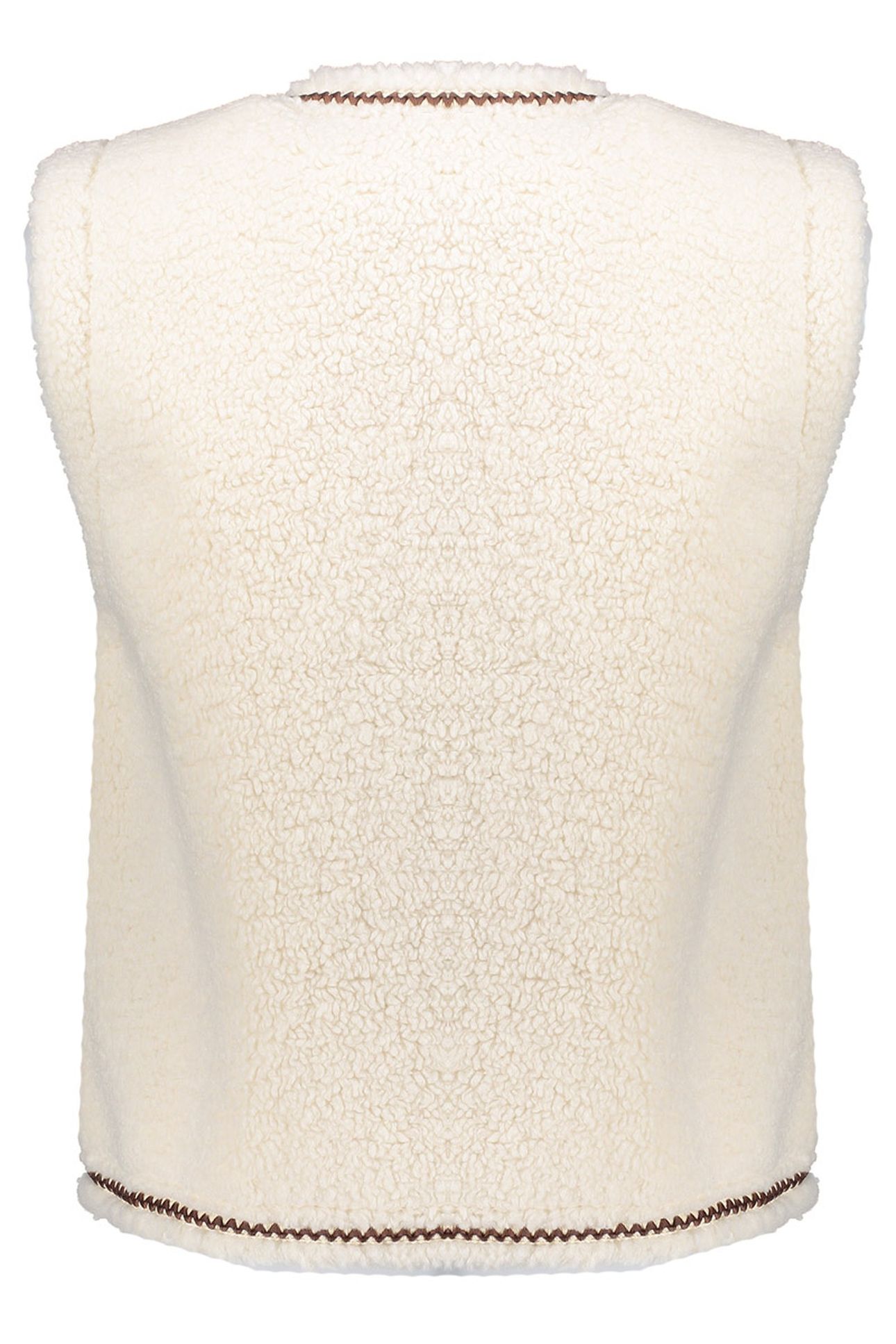 GILET TEDDY EMBROIDERY OFF-WHITE/TAPE DARK BROWN ZIGZAG 2