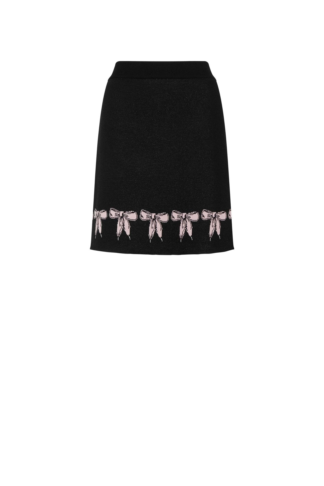 BOW LACES STRETCH KNIT MINI SKIRT BLACK 3