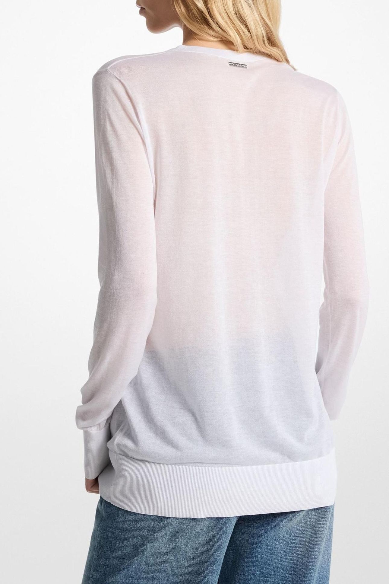 COTTON SILK V-NECK SWEATER OPTIC WHITE 2