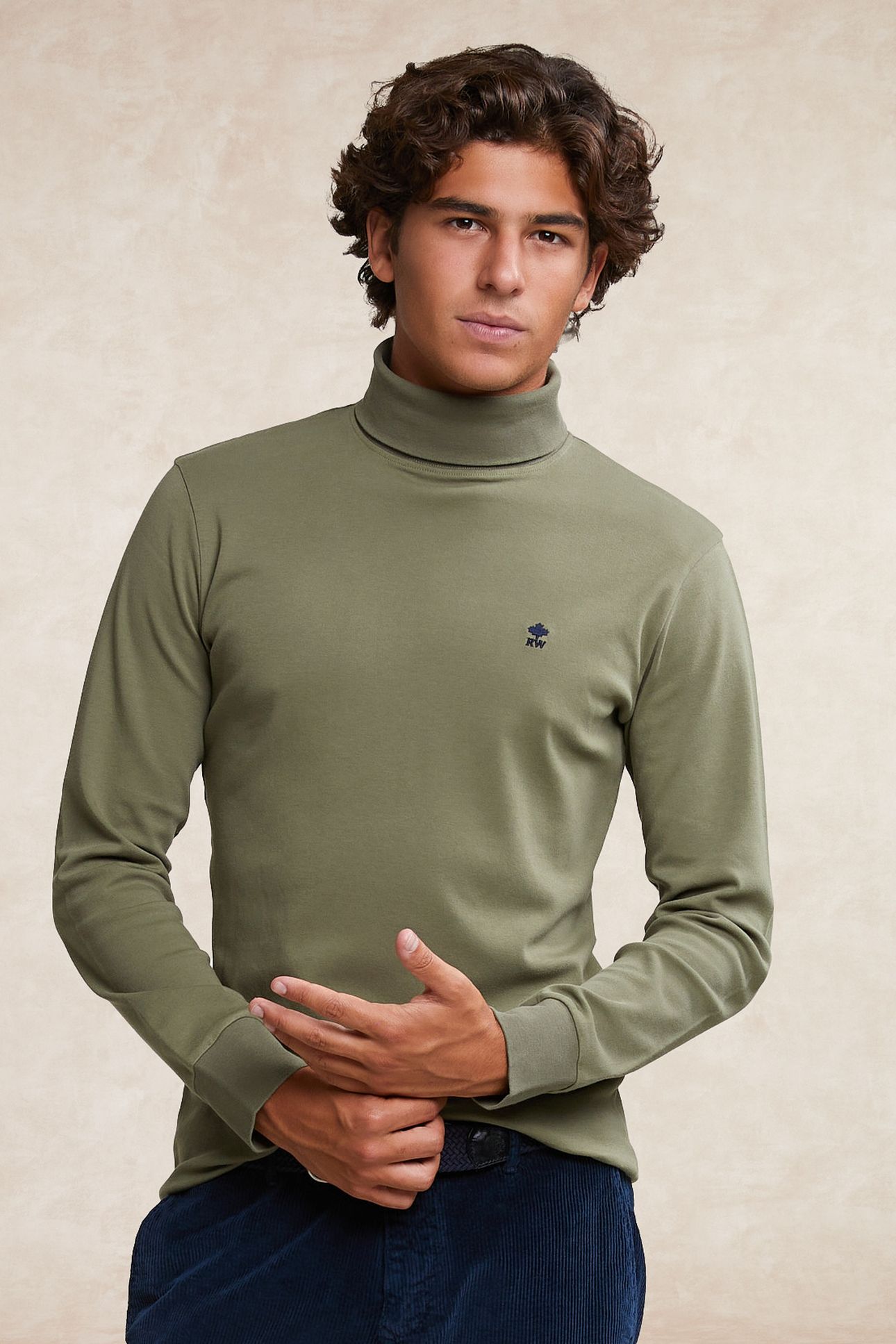 COTTON ROLL NECK T-SHIRT LONG SLEEVES FYNBOSS GREEN 1