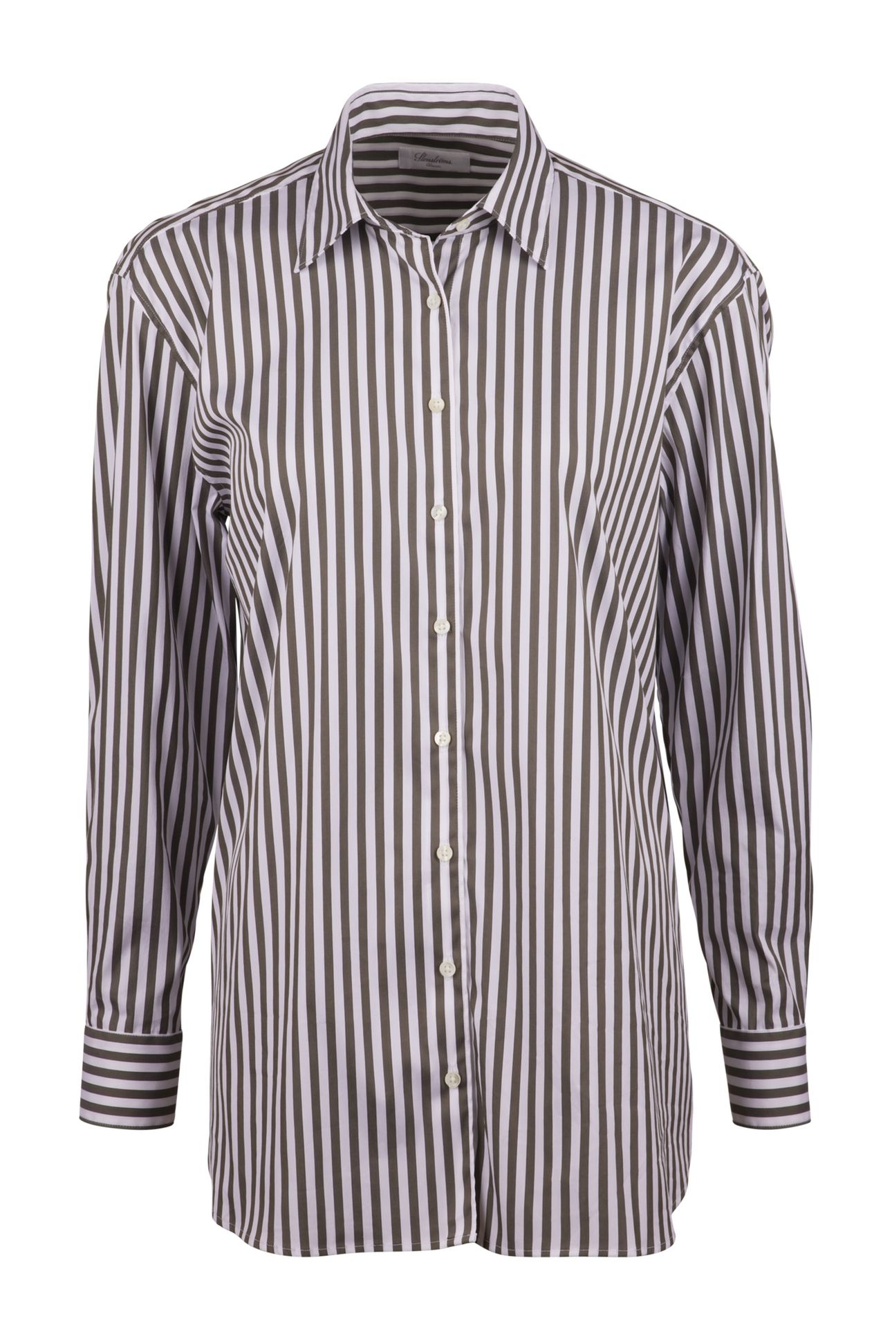 DINA SHIRT, LONG DARK GREEN STRIPE 1