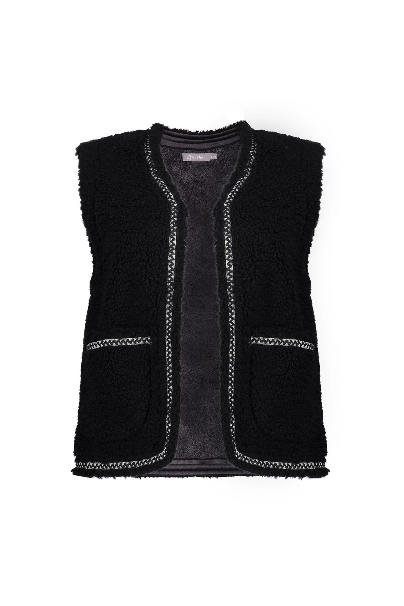 GILET TEDDY EMBROIDERY BLACK/TAPE BLACK ZIGZAG 1