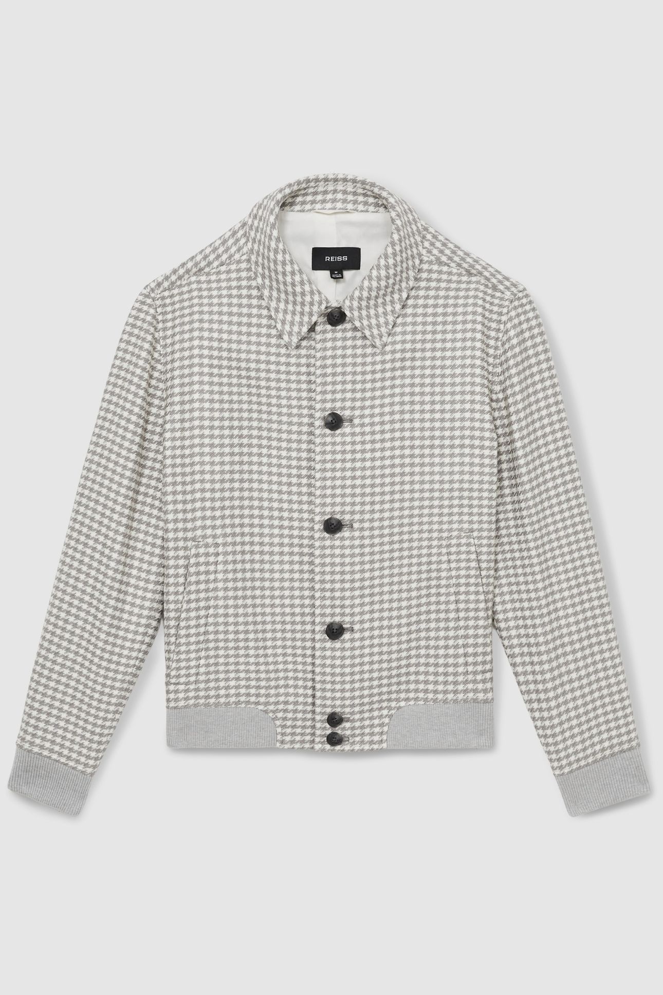 LS DOGTOOTH CHECK BLOUSON JACKET SOFT GREY/WHITE 4