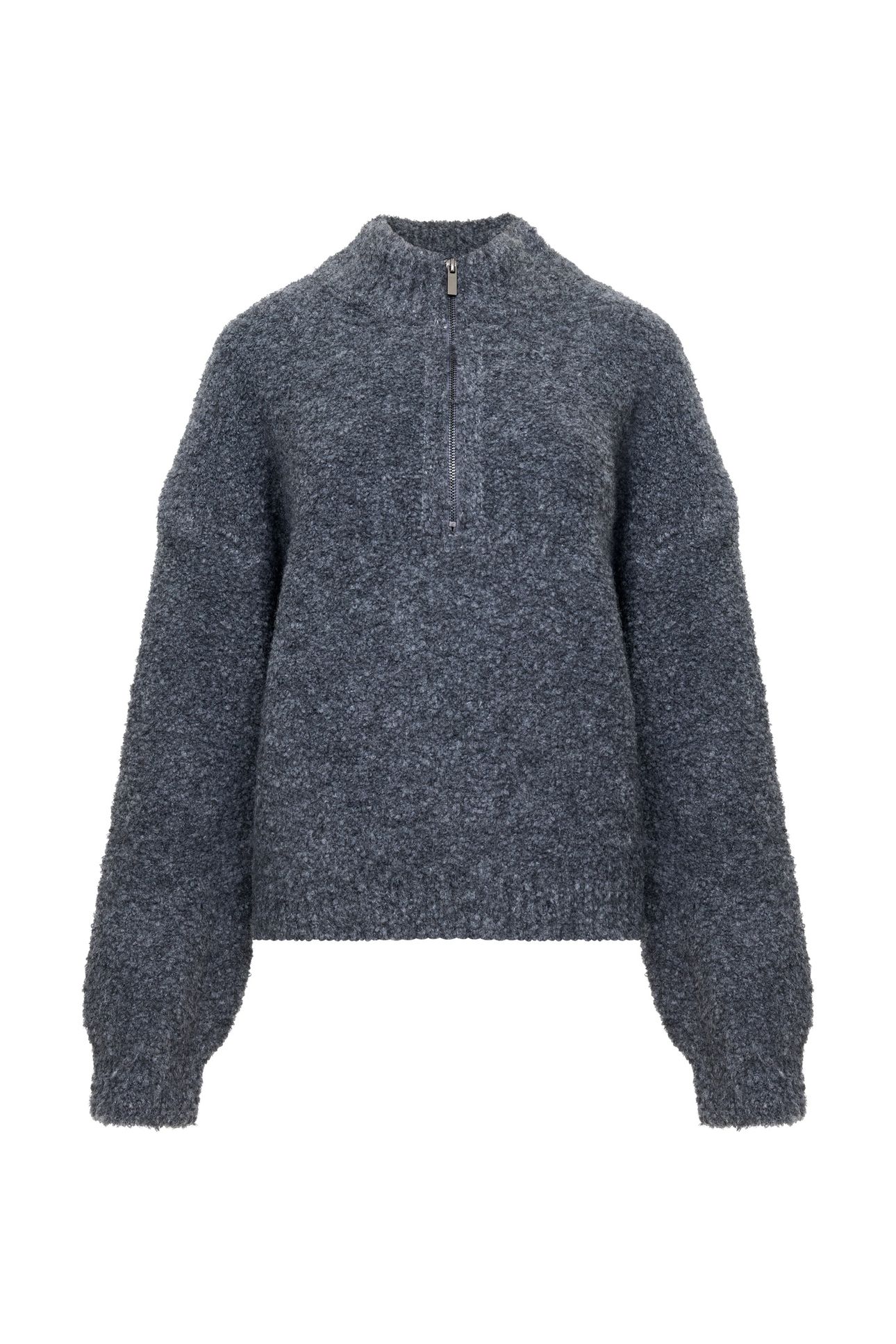 RENEE BOUCLE HALF ZIP JUMPER CHARCOAL GREY 3