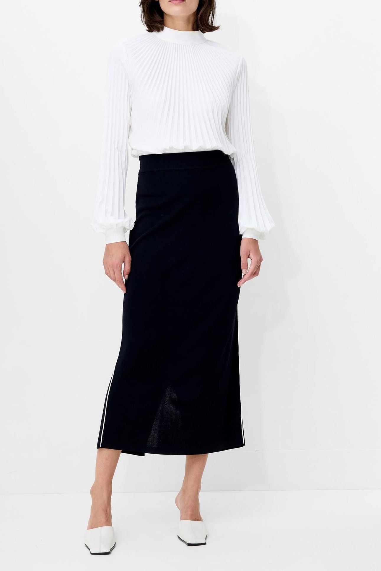 OTTIE MIDI BACK SLIT SKIRT NAVY WINTER WHITE 1