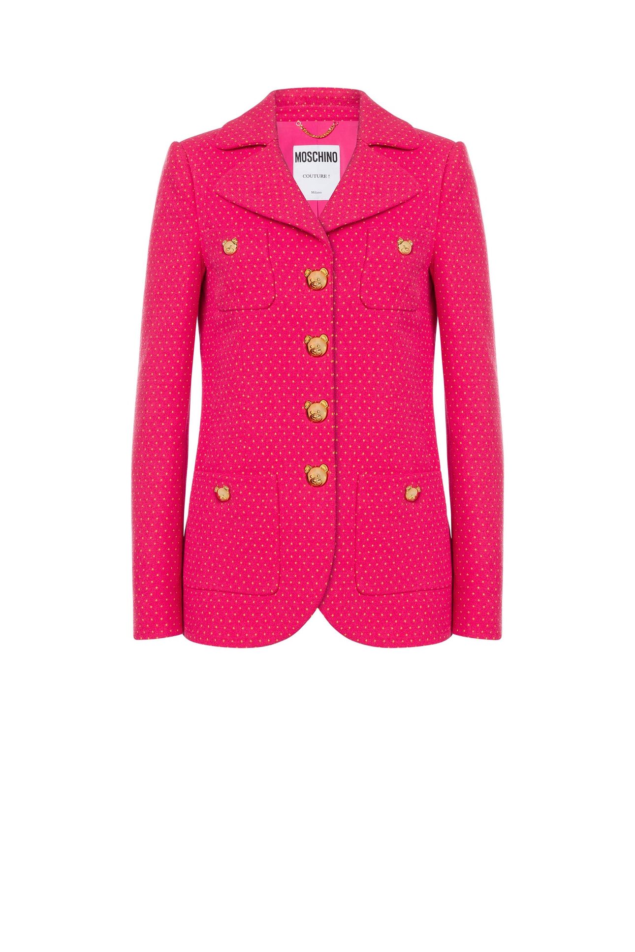 POLKA DOTS JACQUARD JACKET TEDDY BUTTONS PINK 3