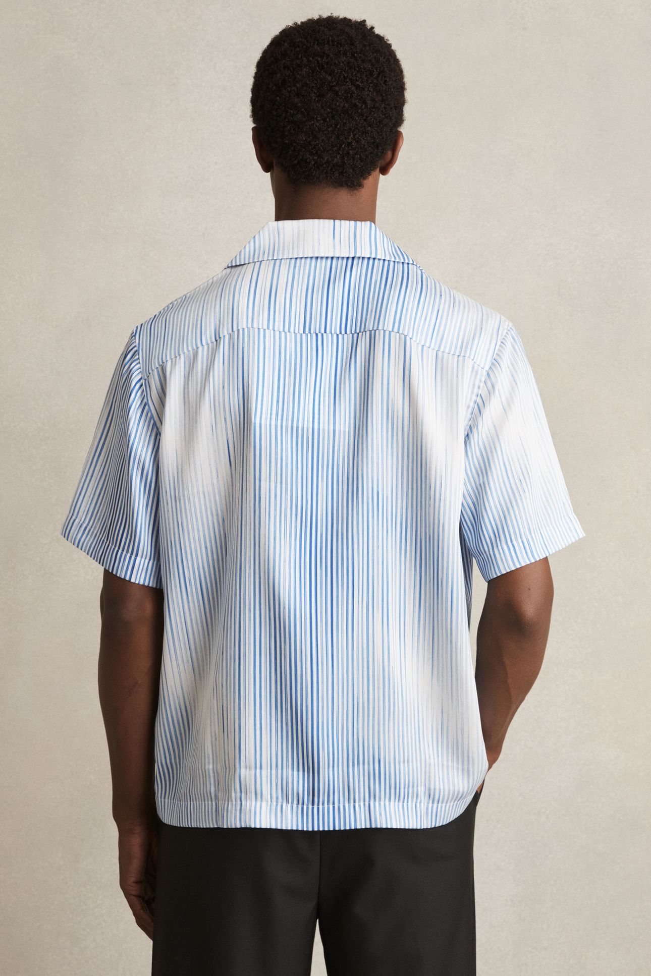 SS STRIPE PRINT CUBAN SHIRT SOFT BLUE/WHITE 3