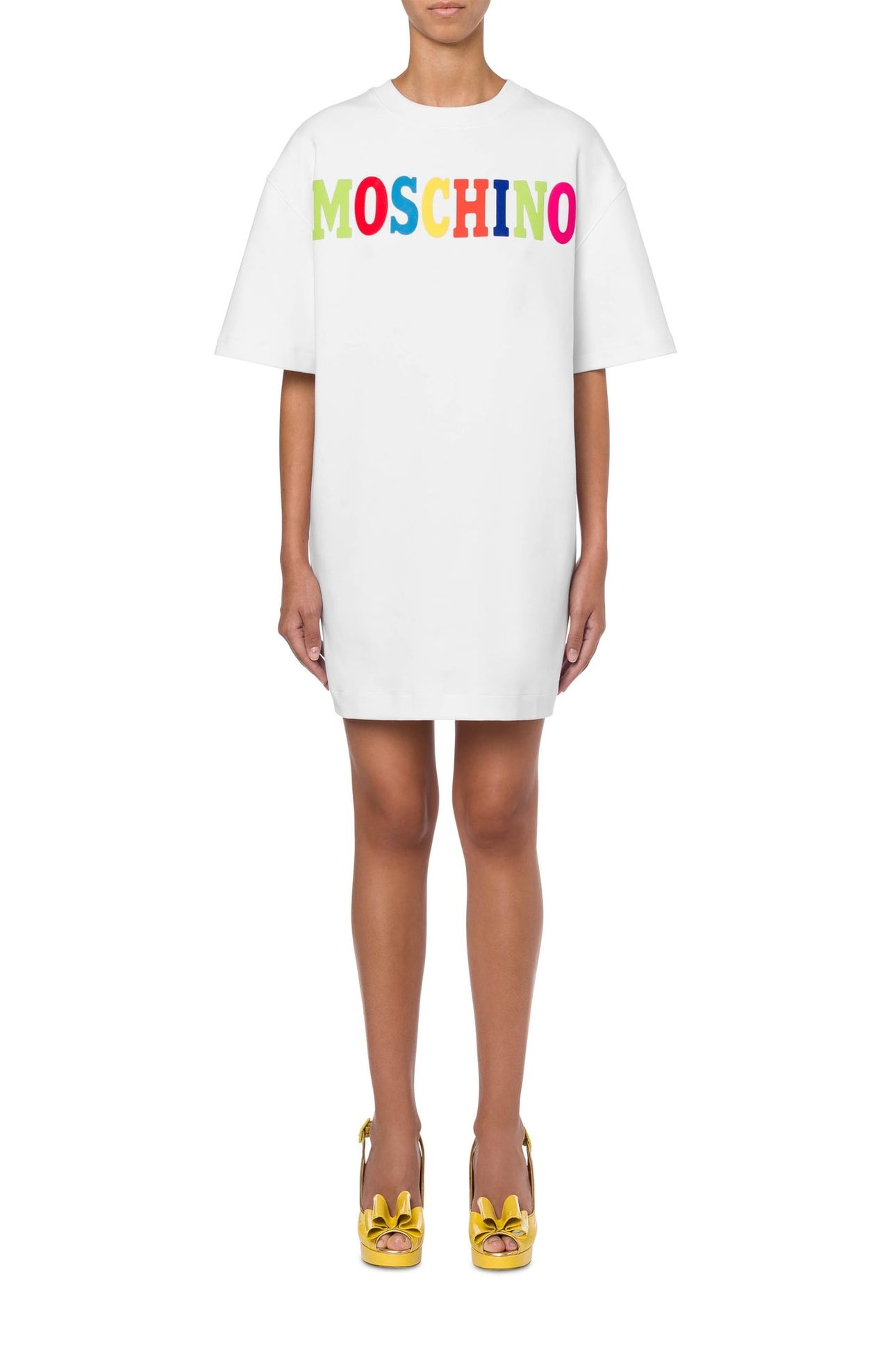 MULTICOLOR LOGO INTERLOCK JERSEY DRESS WHITE 1