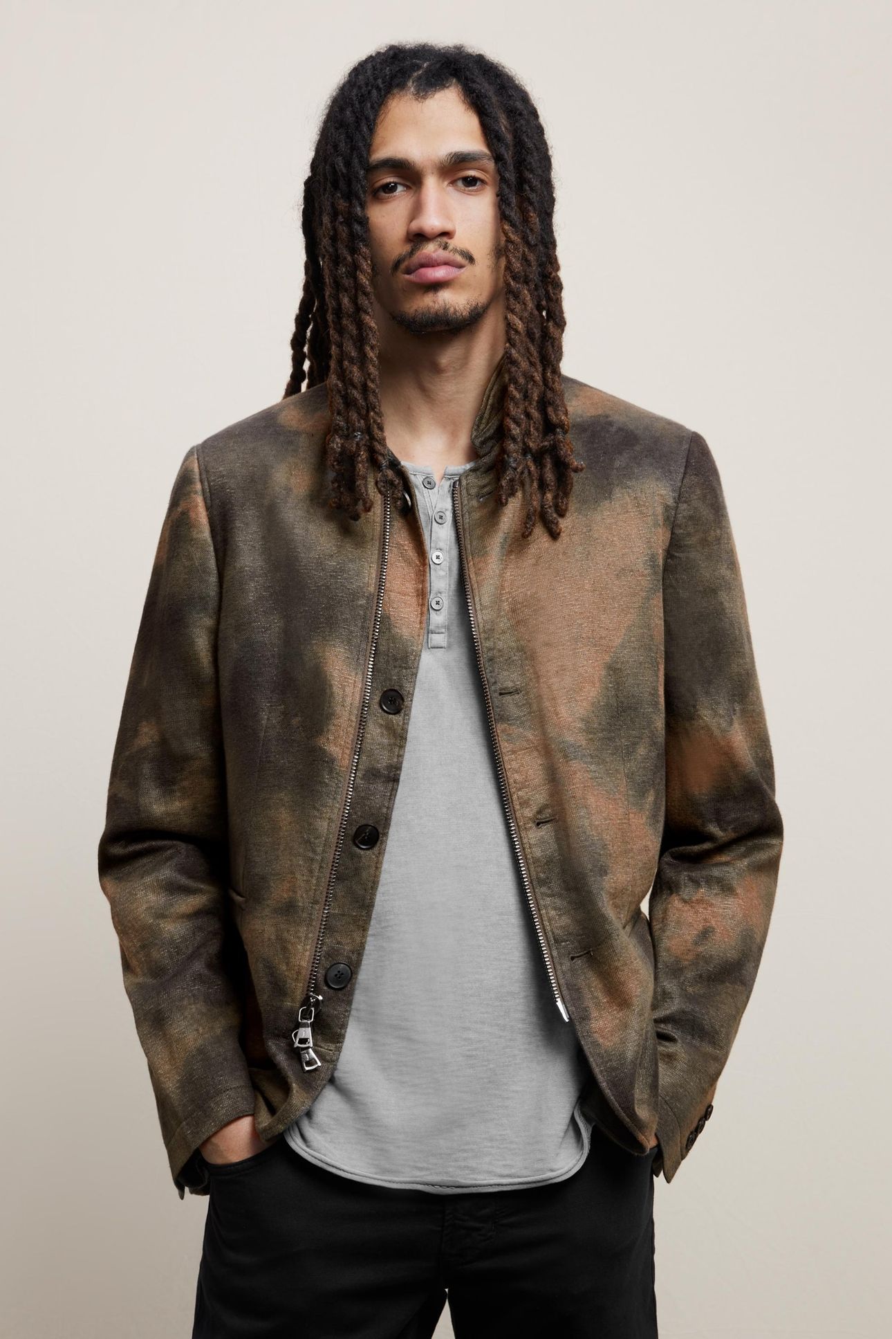 SLIM FIT ZIP/BTN CLOSURE CLAY BROWN 1