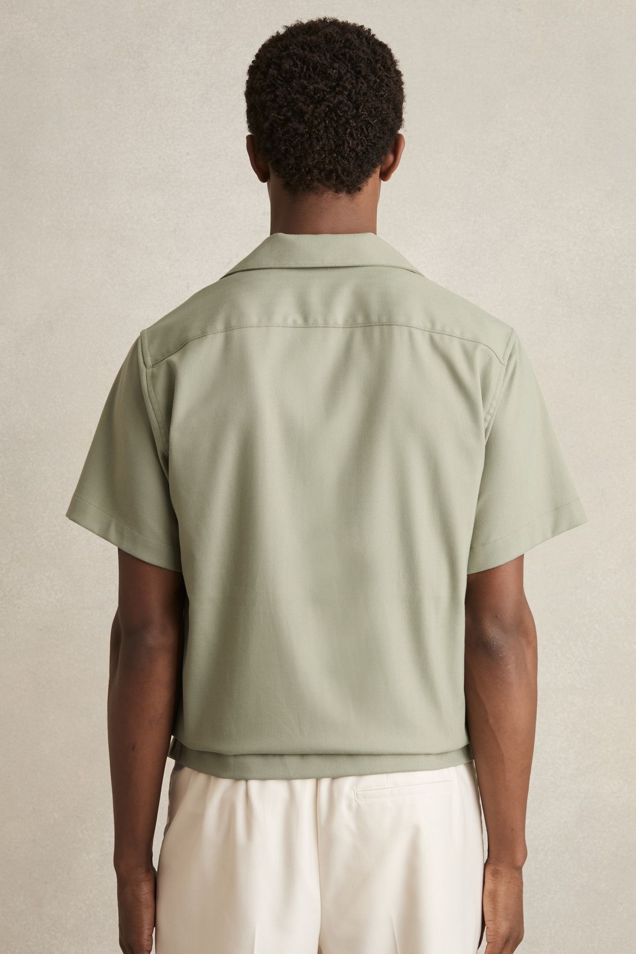 SS HERRINGBONE CUBAN SHIRT SAGE GREEN 2