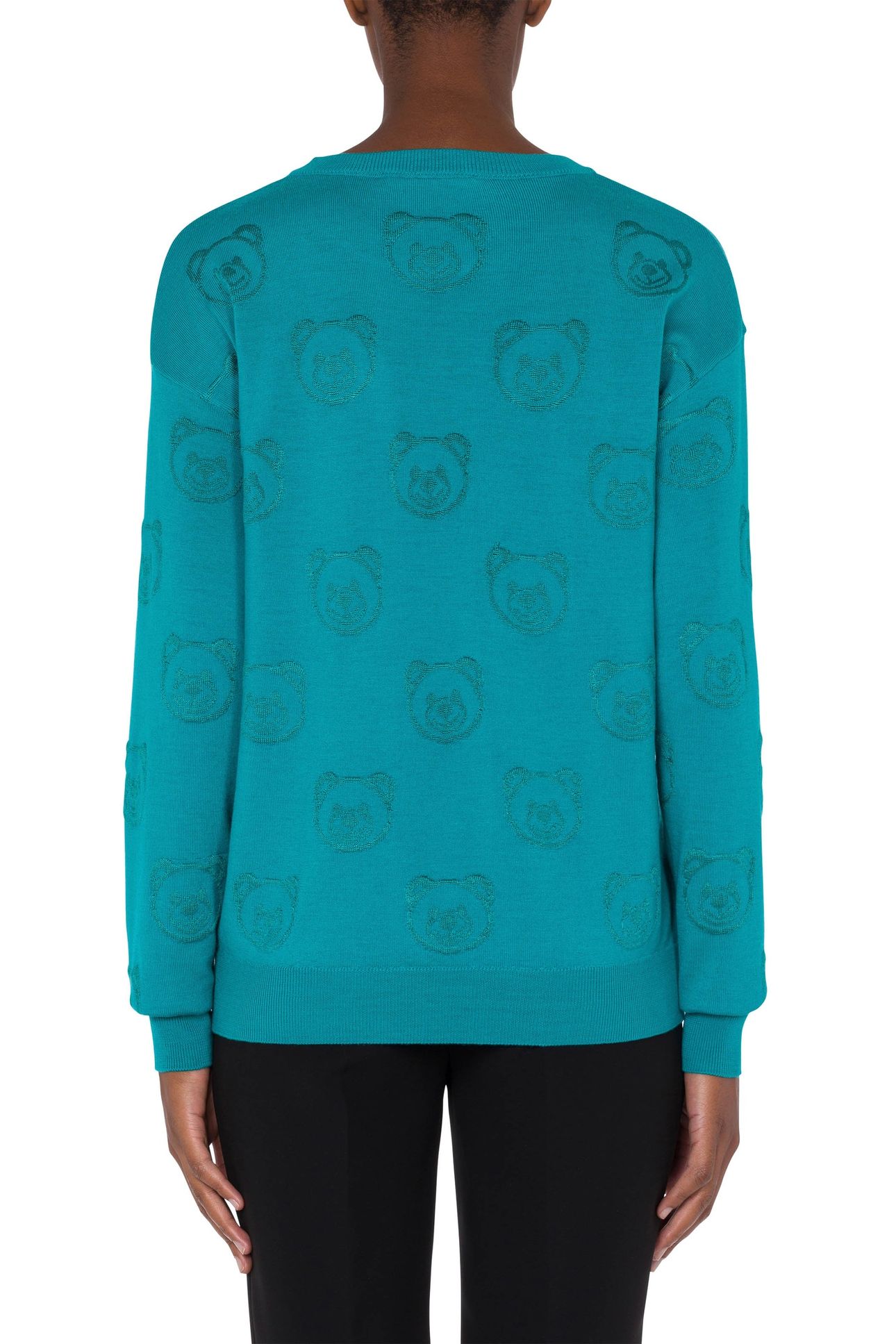 ALLOVER TEDDY BEAR WOOL PULLOVER LIGHT BLUE 2